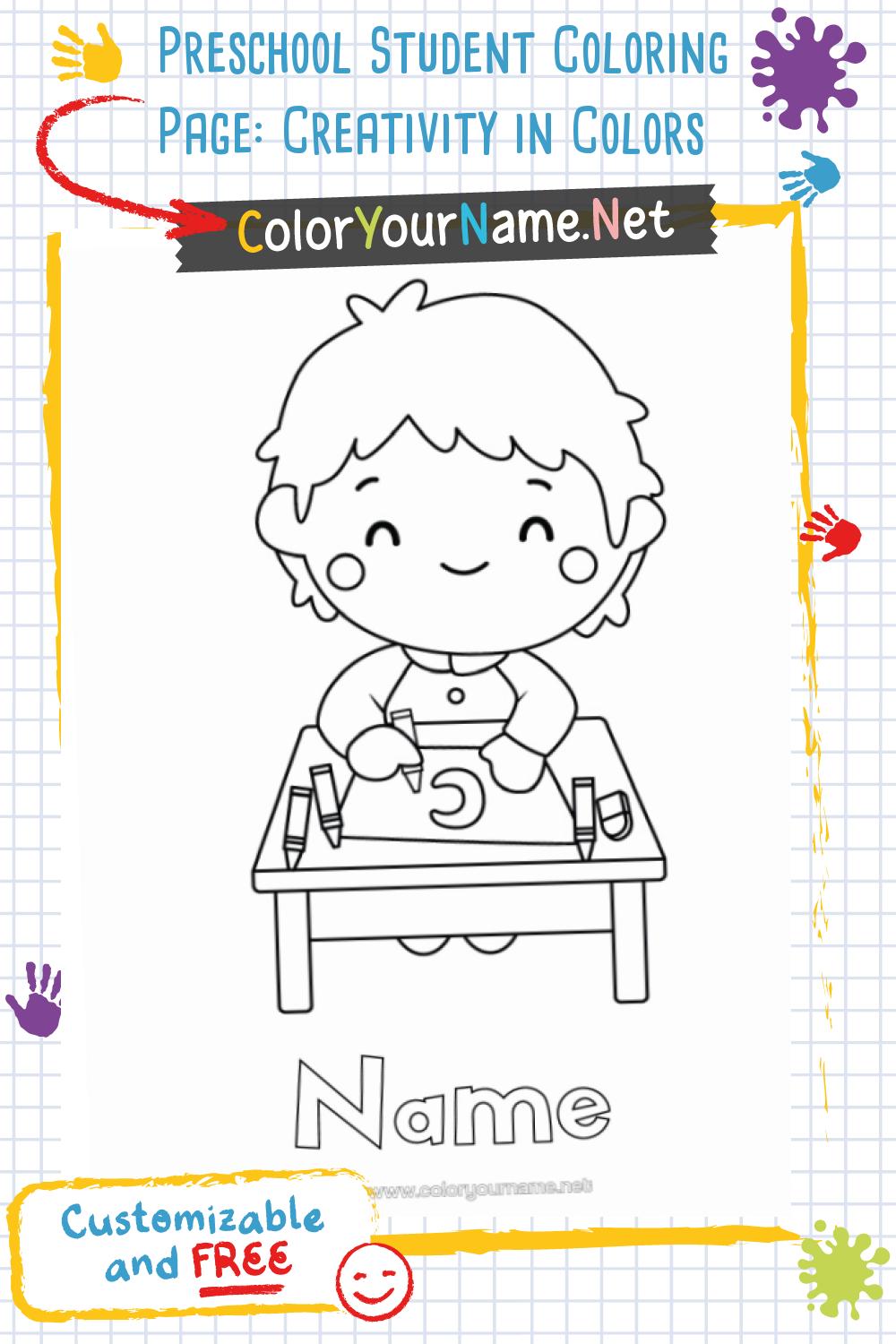 Preschool Student Coloring Page: Creativity in Colors