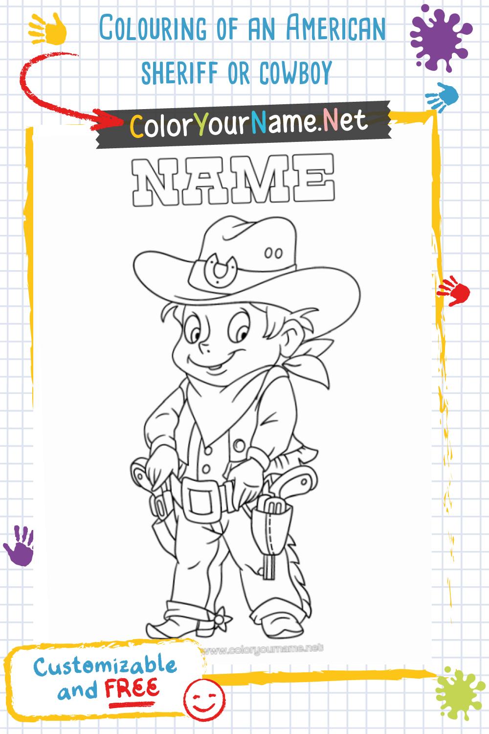 Colouring of an American sheriff or cowboy