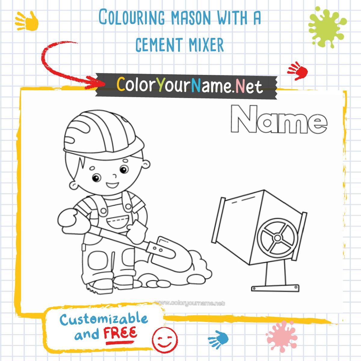 Colouring mason with a cement mixer