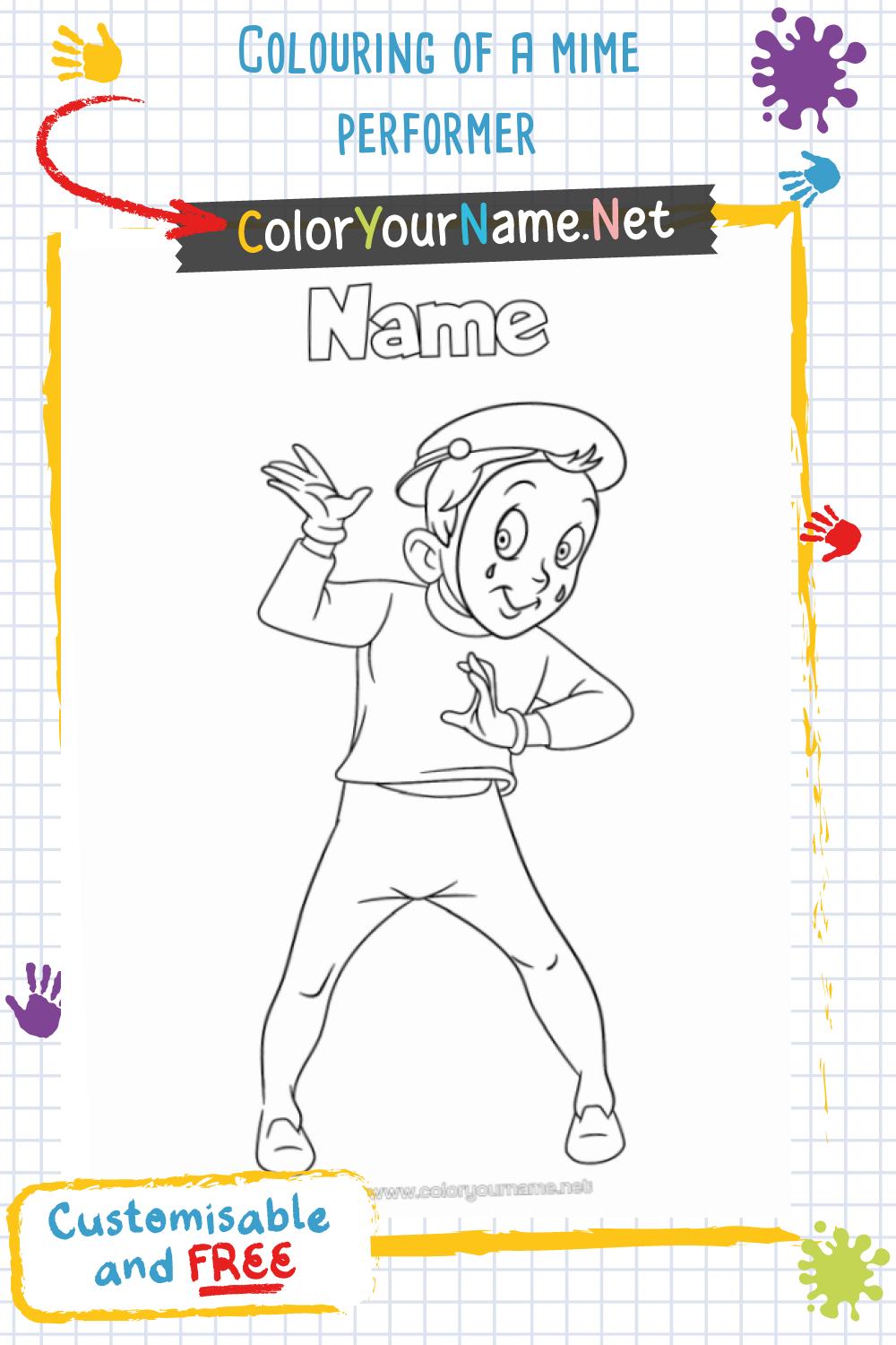 Colouring of a mime performer