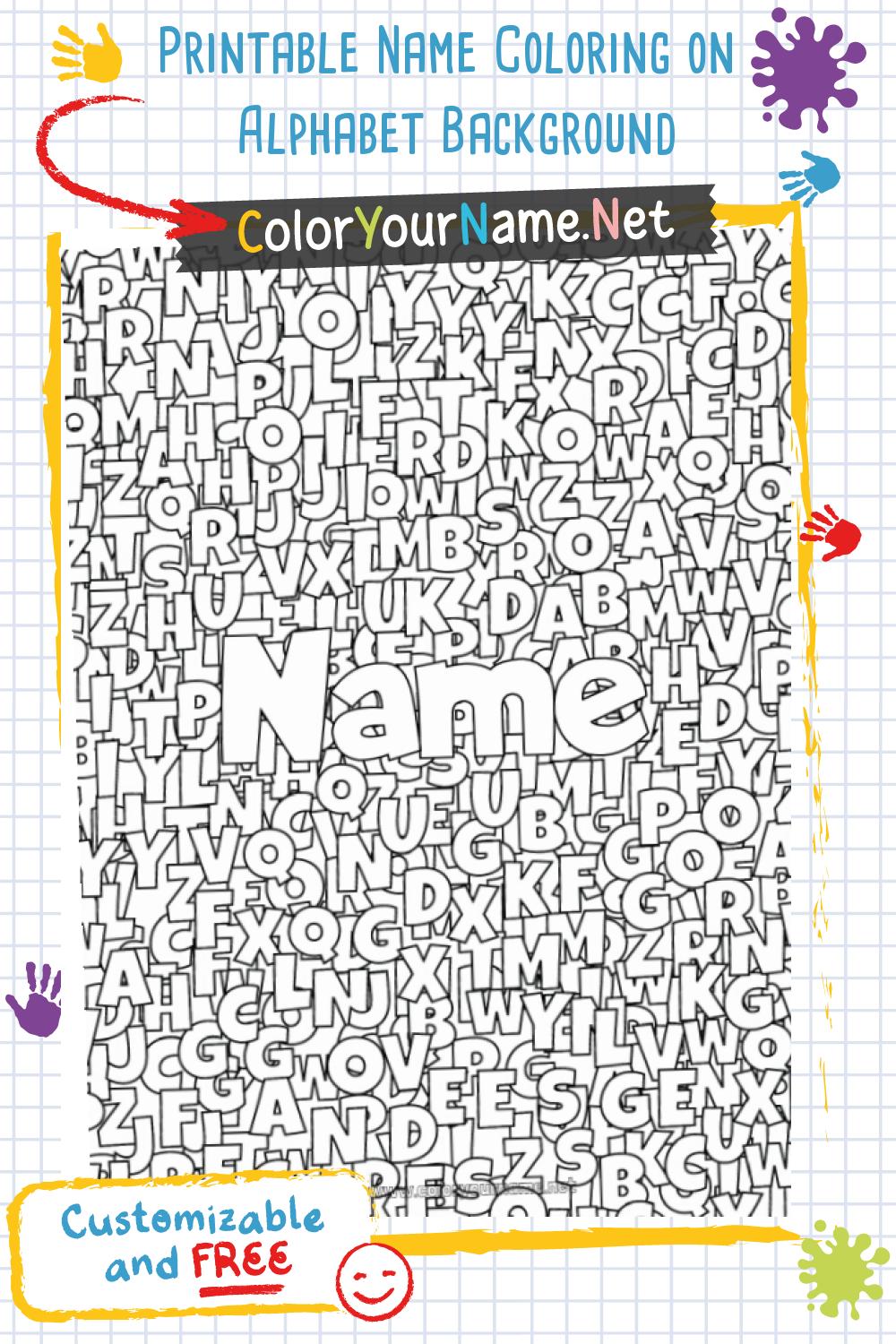 Printable Name Coloring on Alphabet Background
