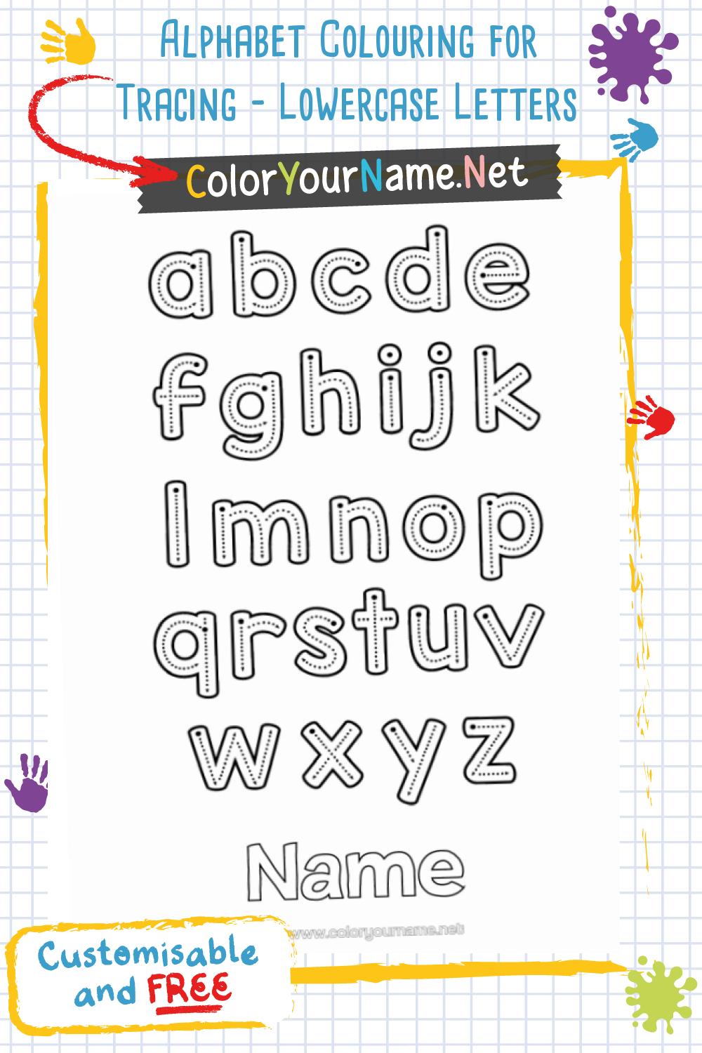 Alphabet Colouring for Tracing - Lowercase Letters