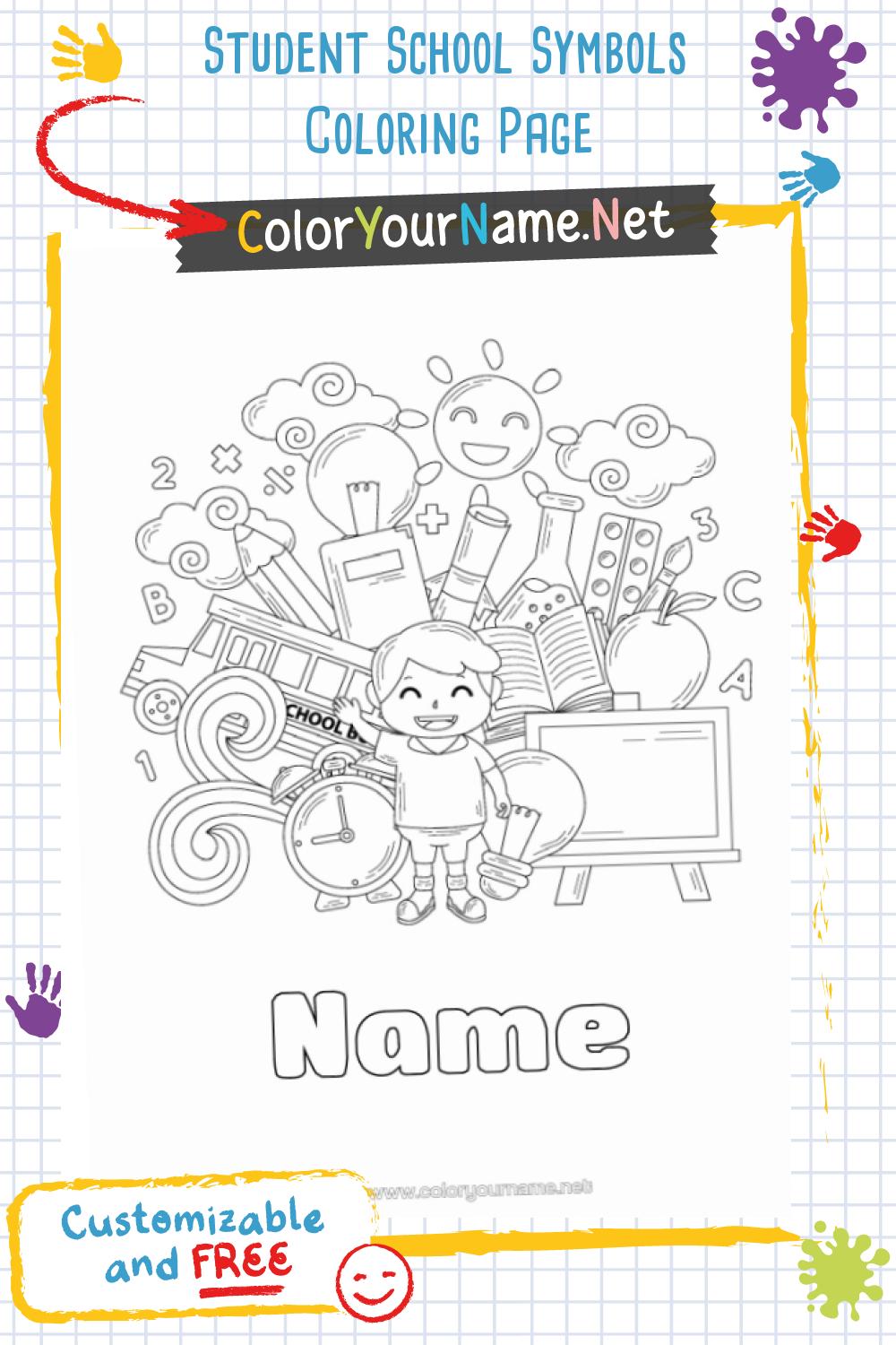 Student School Symbols Coloring Page