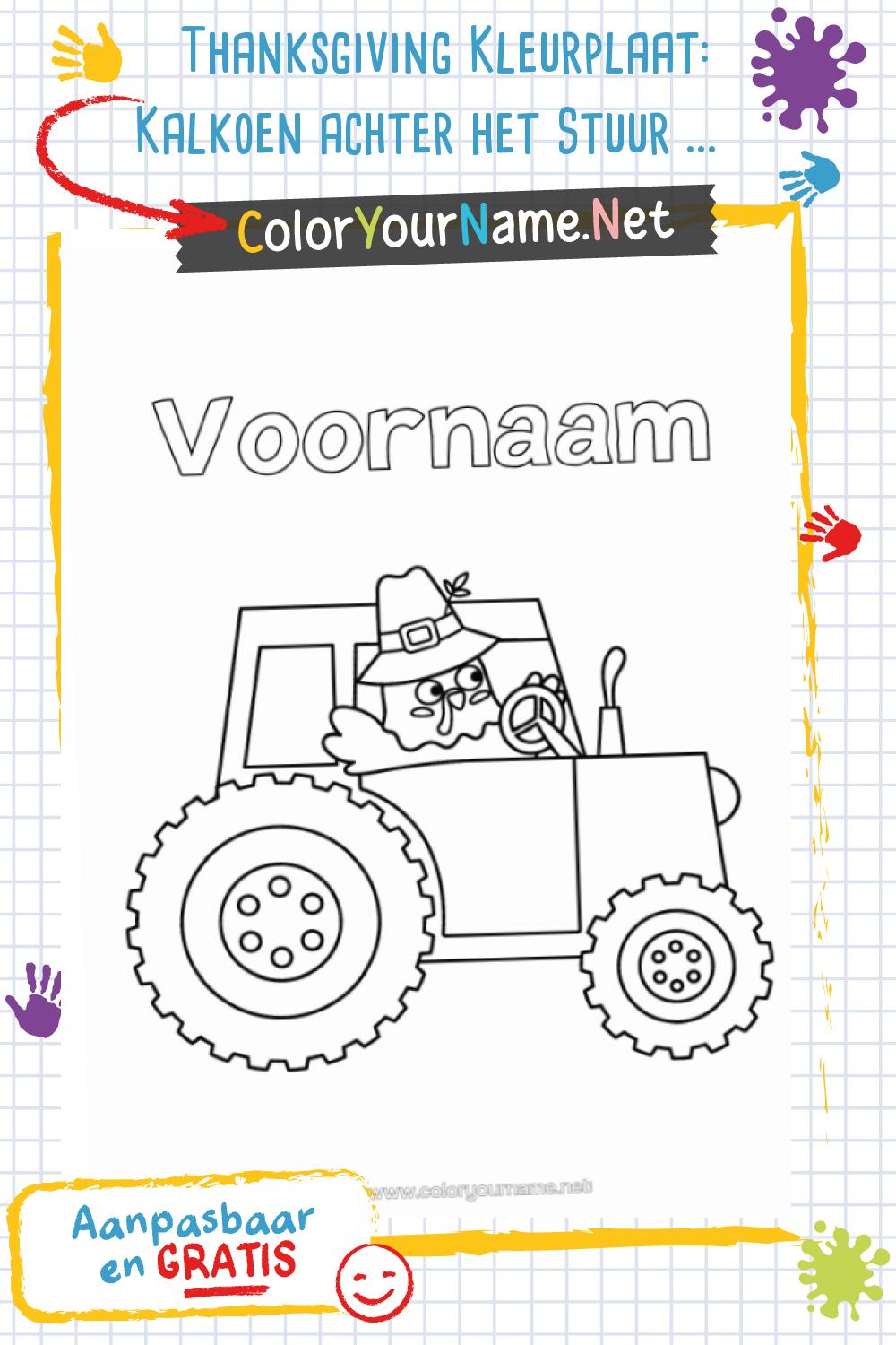 thanksgiving-kleurplaat-kalkoen-achter-het-stuur-van-een-tractor