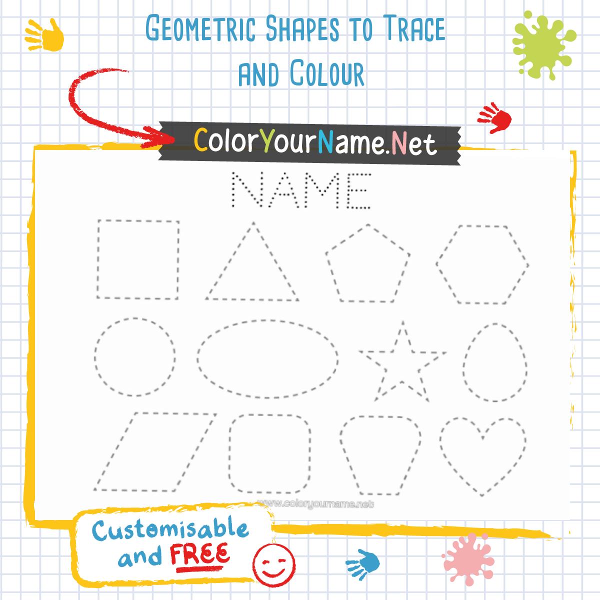 Geometric Shapes to Trace and Colour