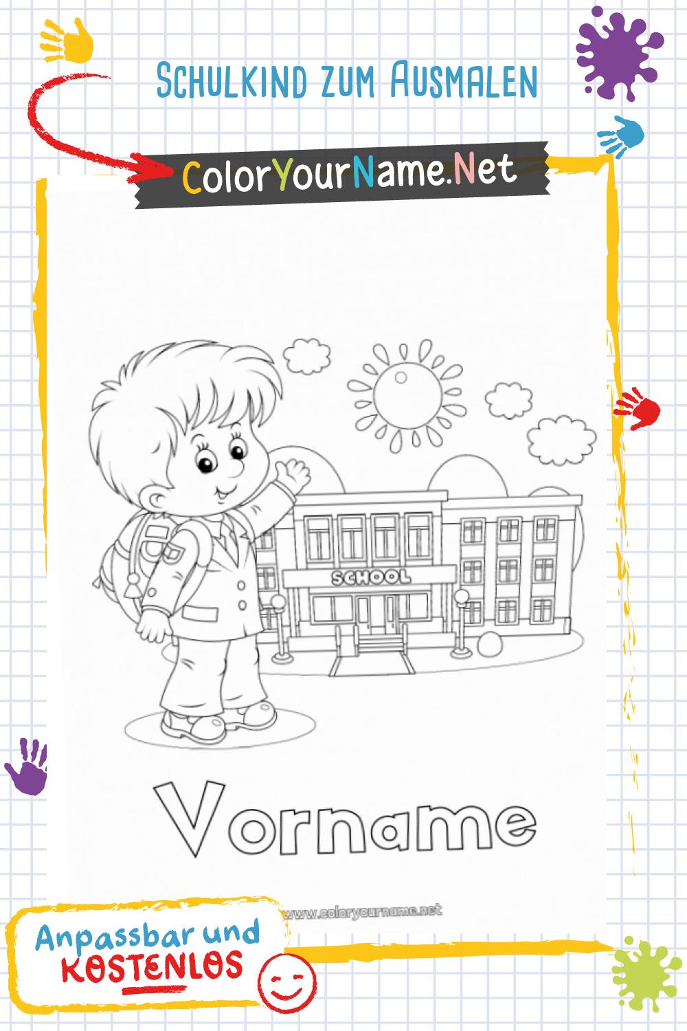  Schulkind zum Ausmalen Bildidee 
