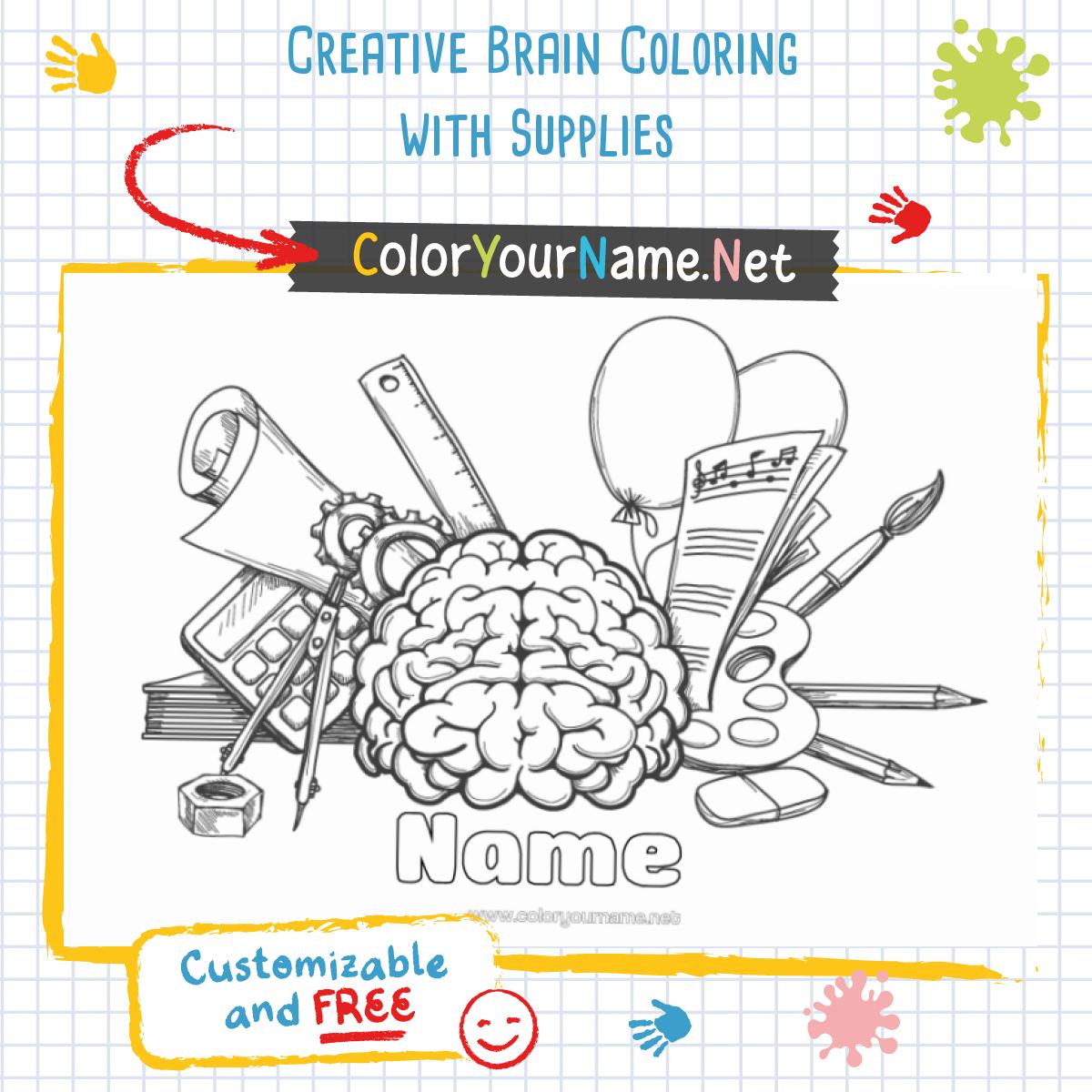 Creative Brain Coloring with Supplies