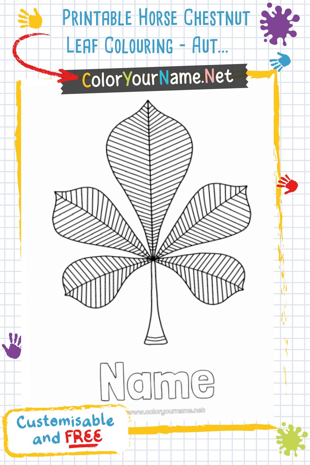 Printable Horse Chestnut Leaf Colouring - Autumn Beauty