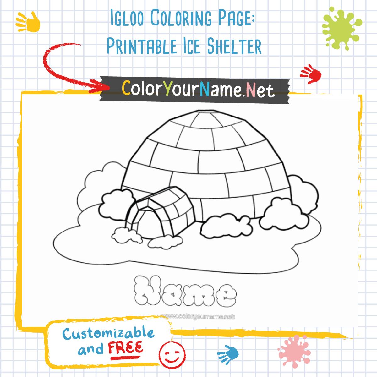 Igloo Coloring Page: Printable Ice Shelter