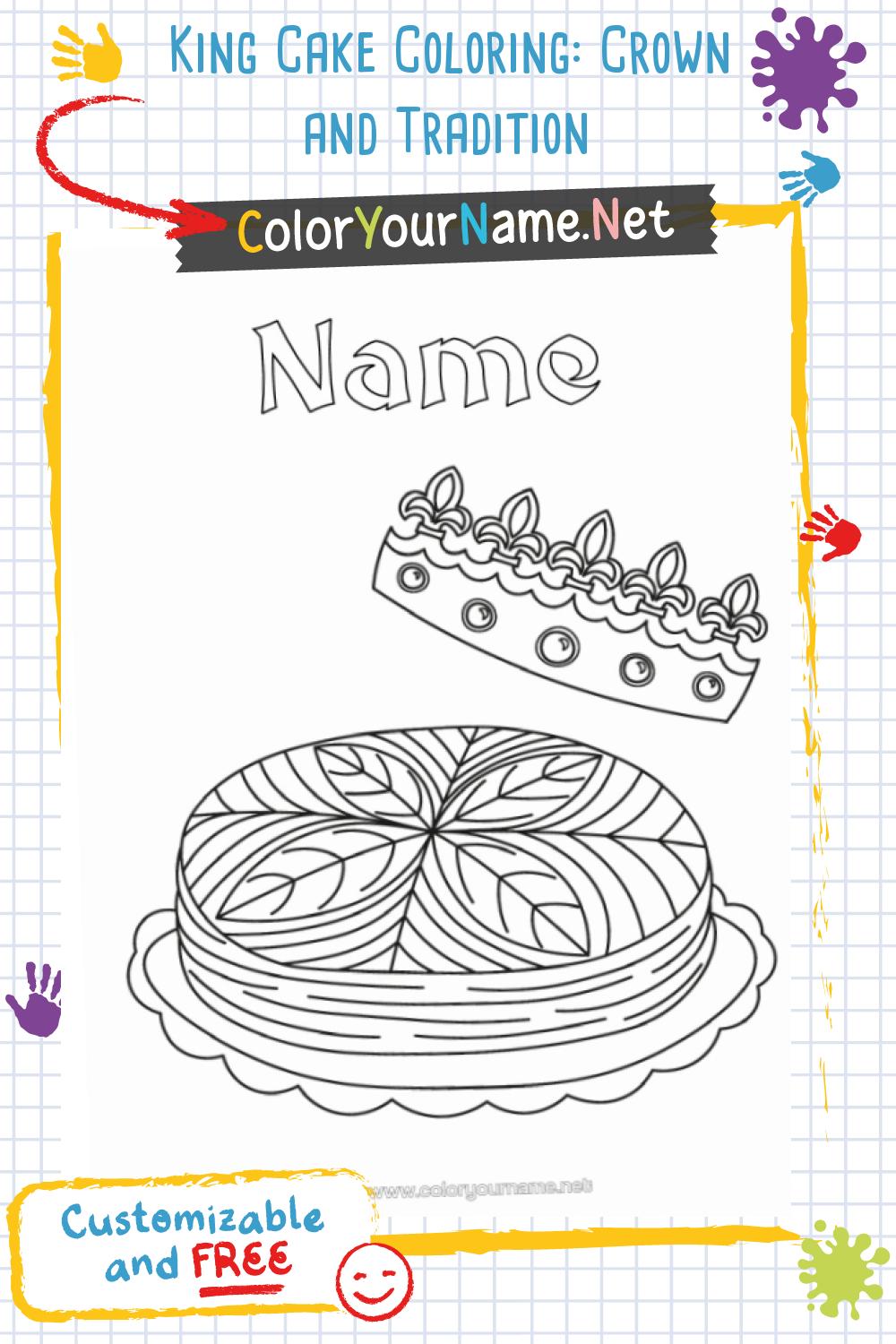 King Cake Coloring: Crown and Tradition