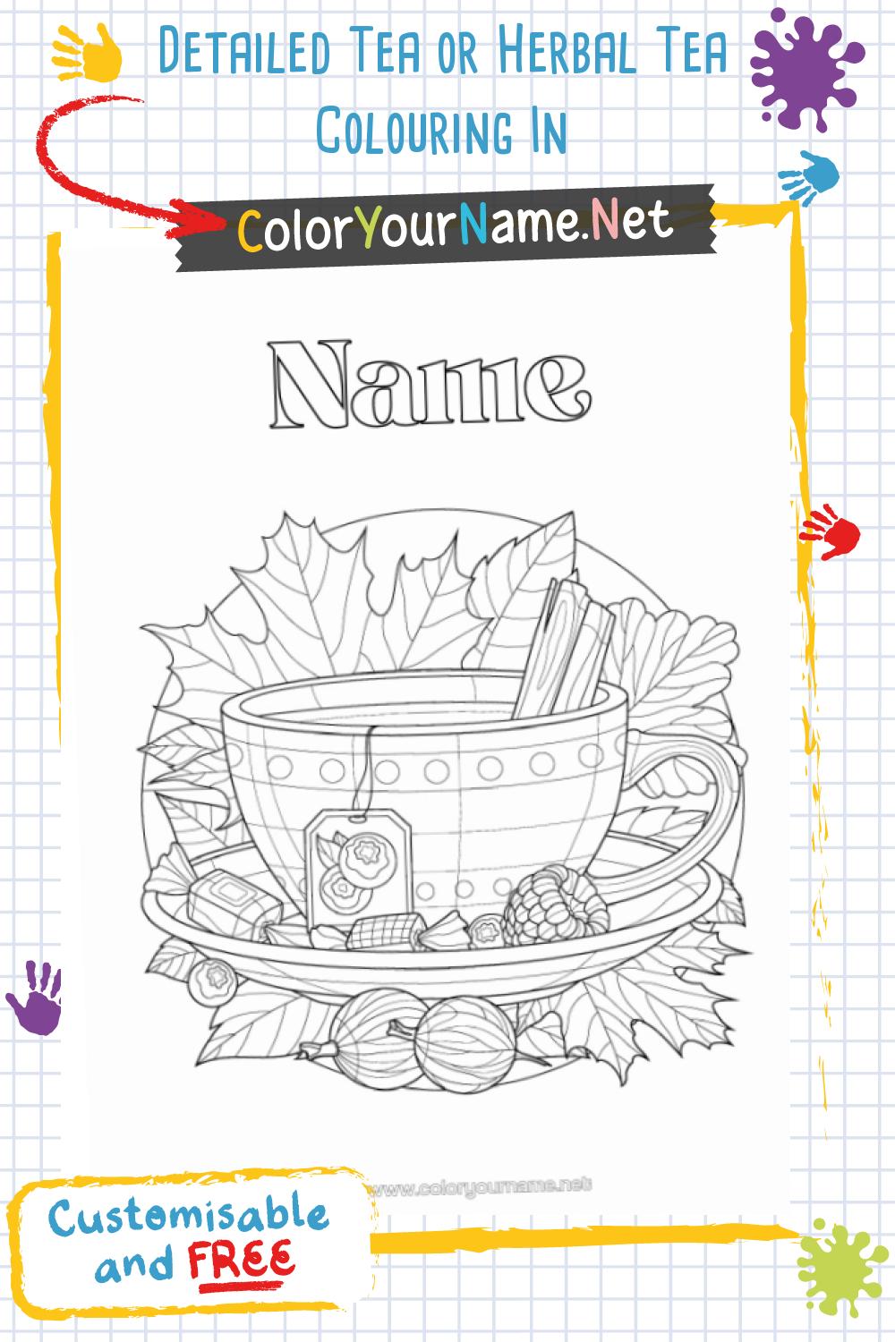 Detailed Tea or Herbal Tea Colouring In
