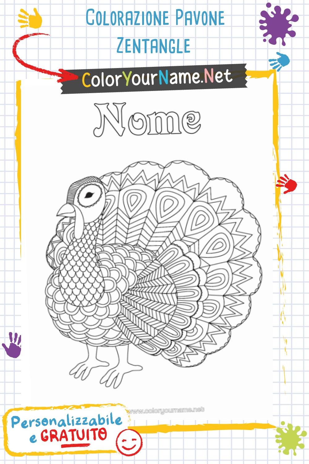 Colorazione Pavone Zentangle