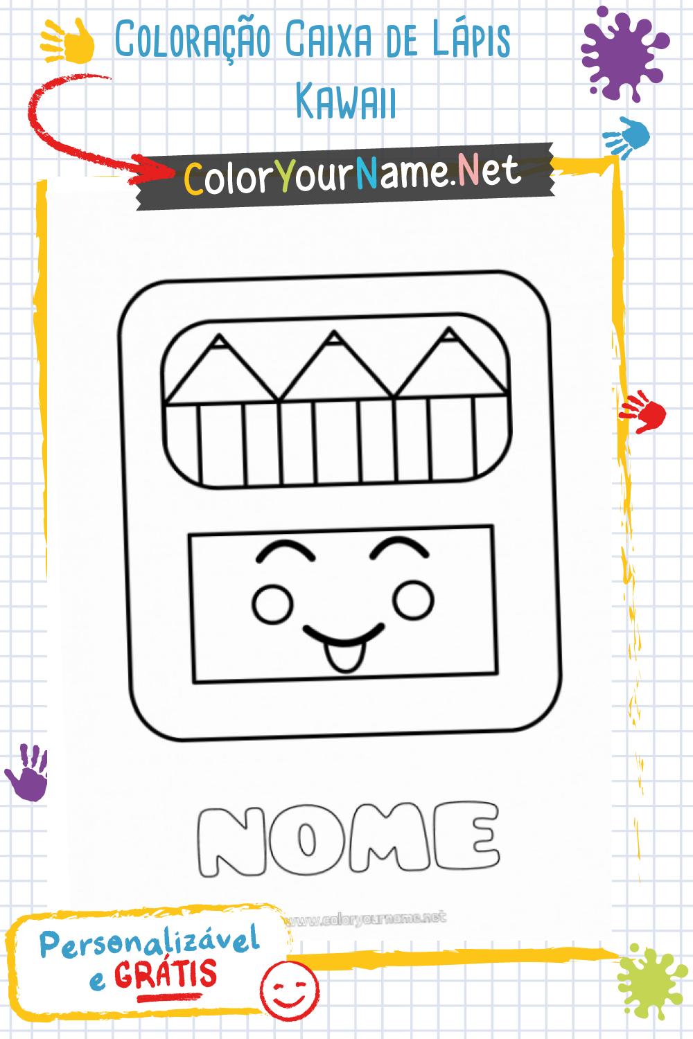 Coloração Caixa de Lápis Kawaii