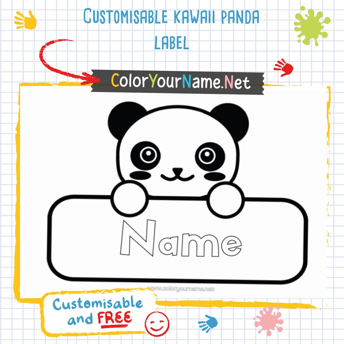 Customisable kawaii panda label