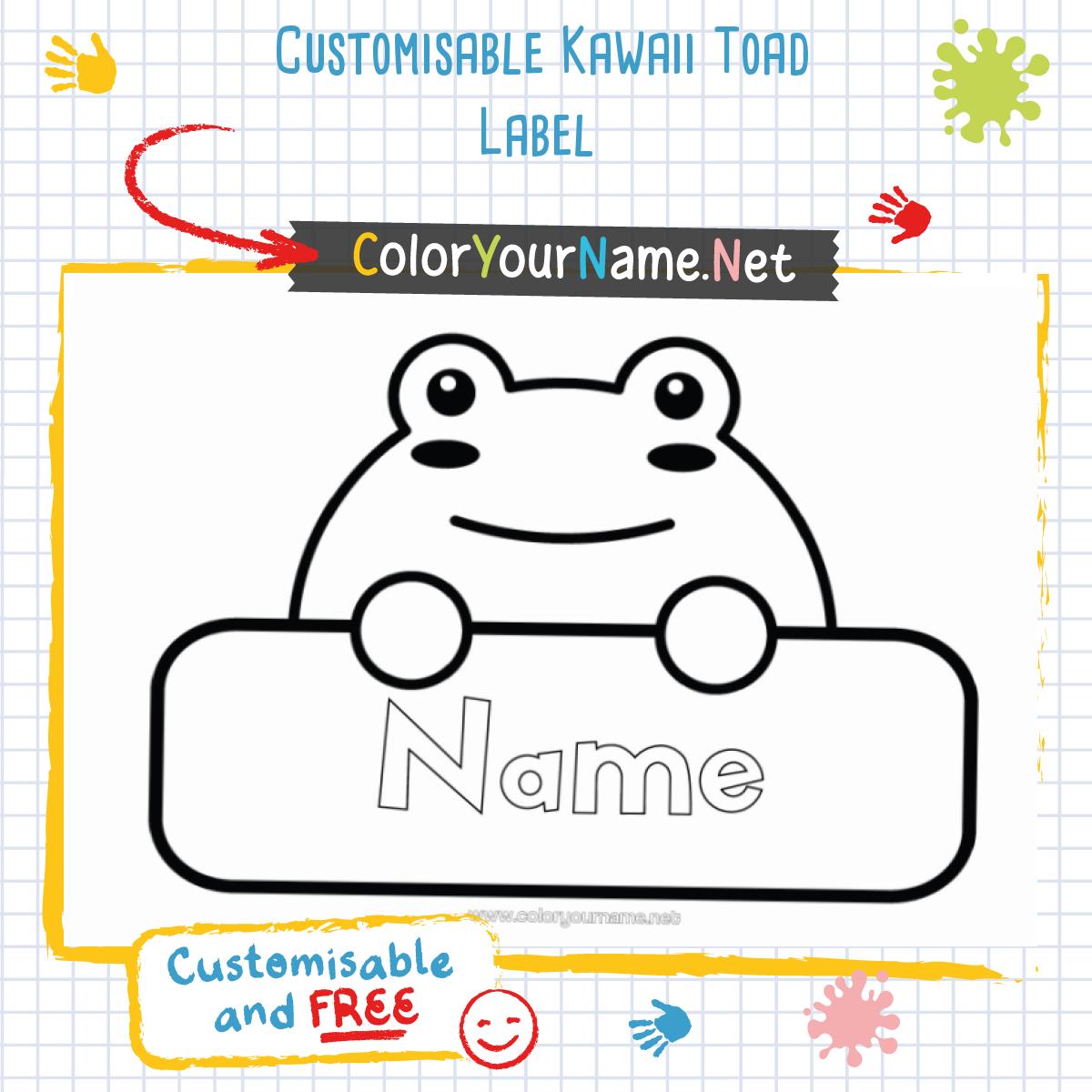 Customisable Kawaii Toad Label
