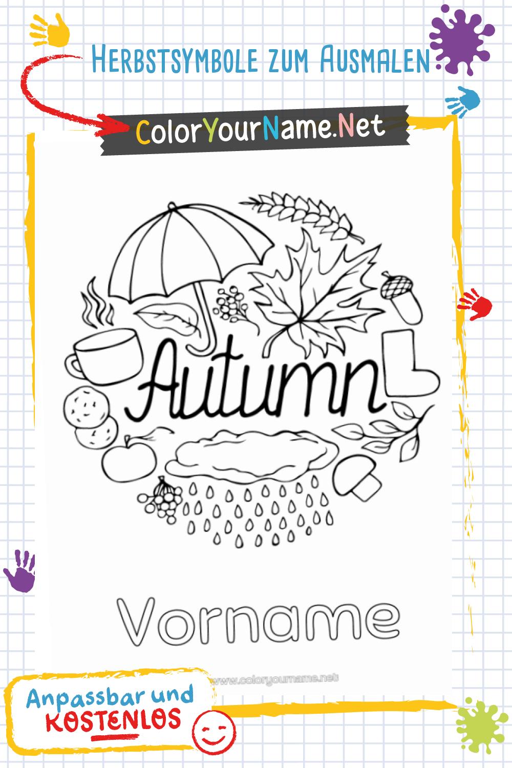 Herbstsymbole zum Ausmalen