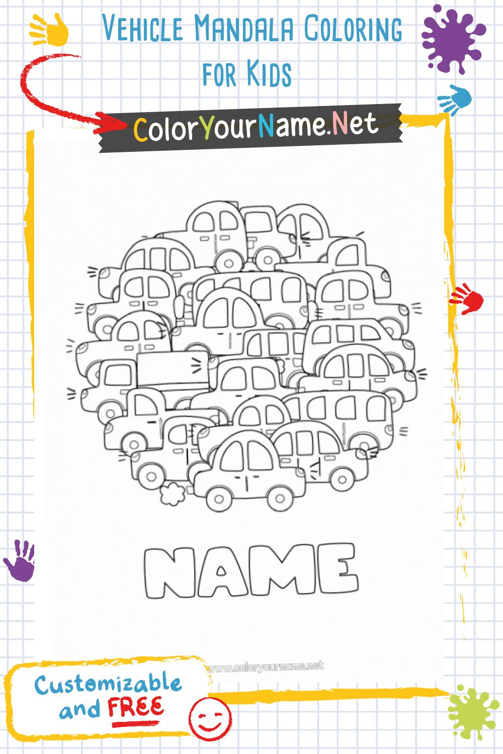 Vehicle Mandala Coloring for Kids