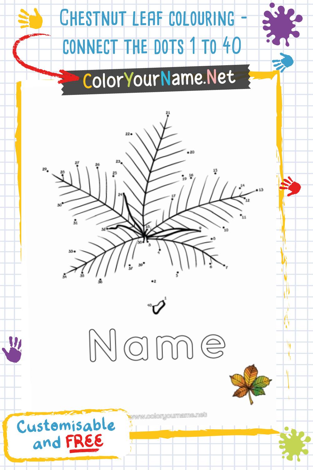 Chestnut leaf colouring - connect the dots 1 to 40