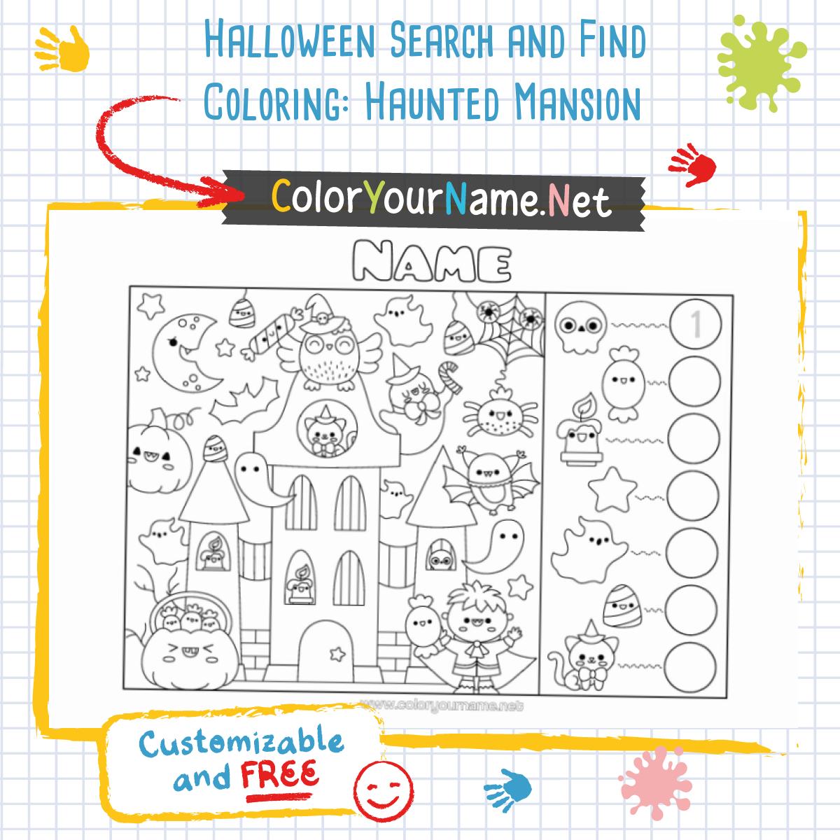Halloween Search and Find Coloring: Haunted Mansion