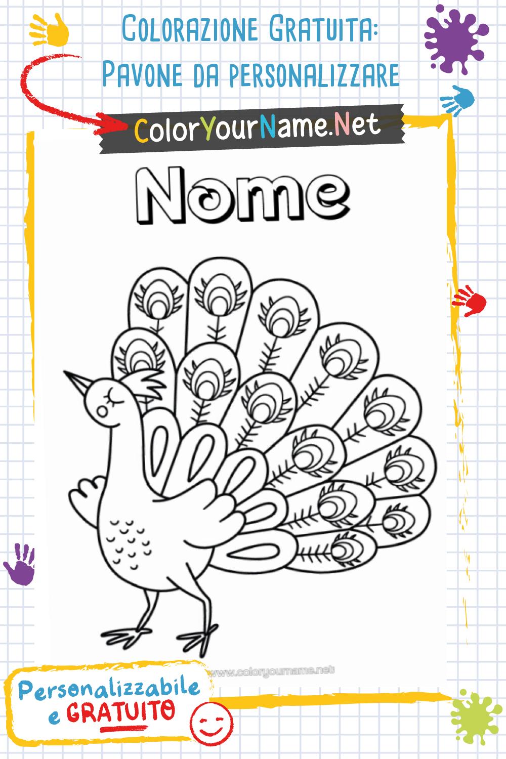 Colorazione Gratuita: Pavone da personalizzare