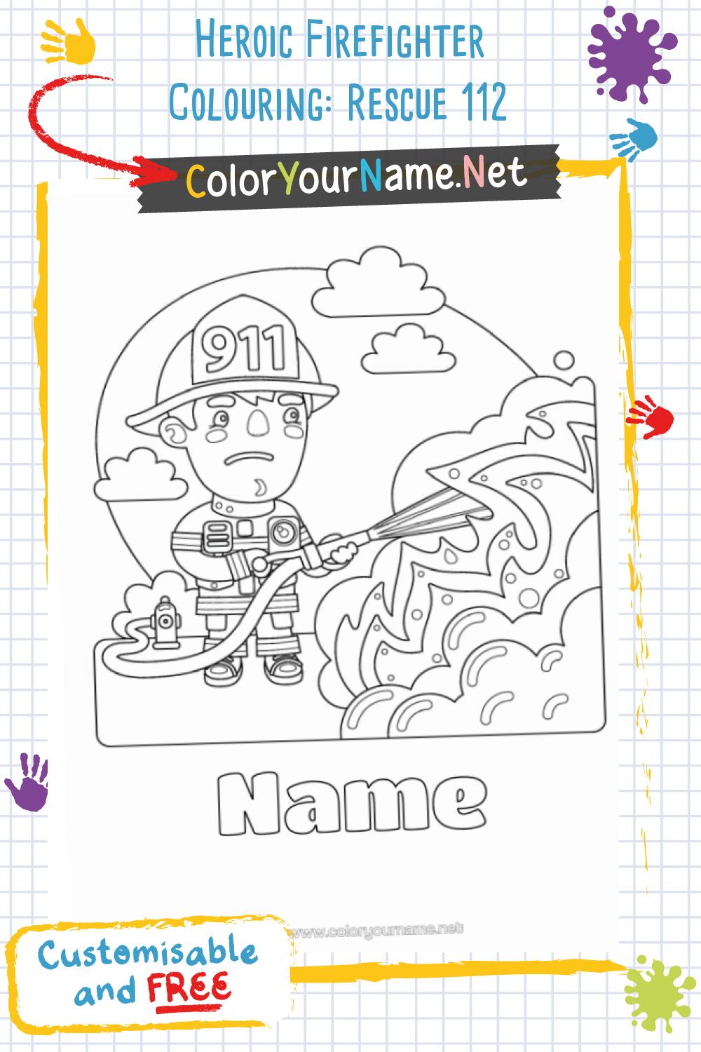 Heroic Firefighter Colouring: Rescue 112
