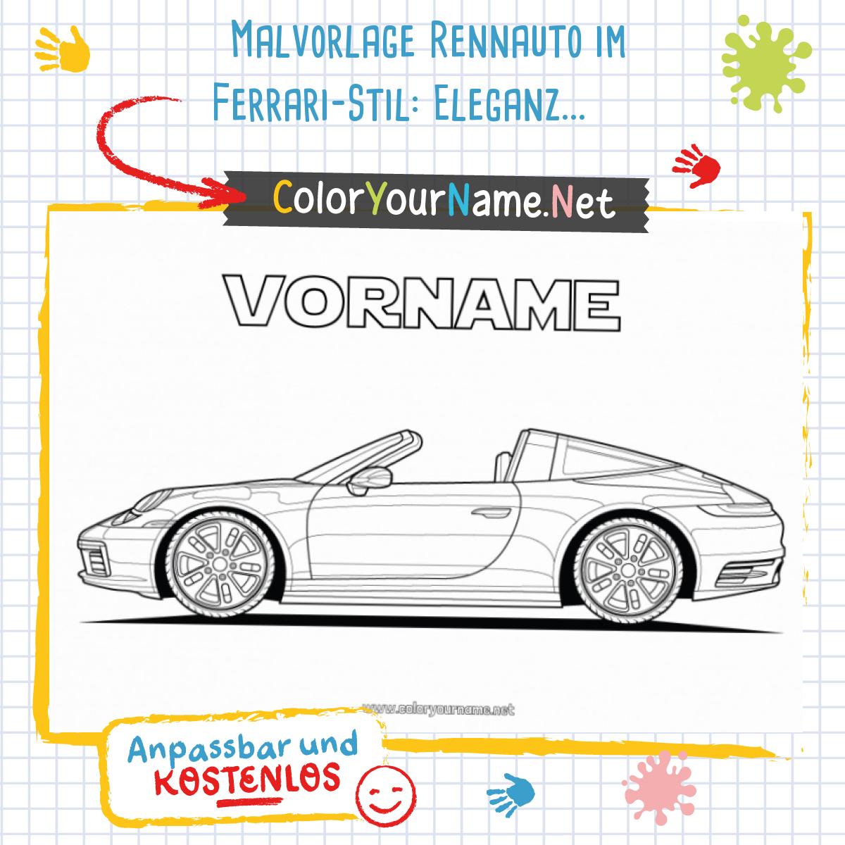  Malvorlage Rennauto im Ferrari-Stil: Eleganz in Couleurs Illustration 