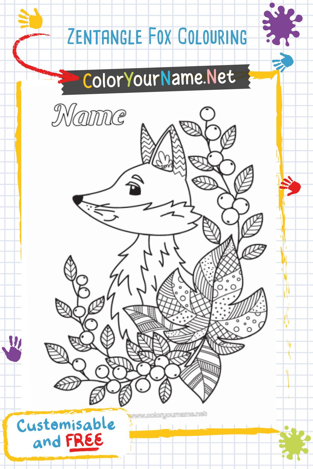 Zentangle Fox Colouring