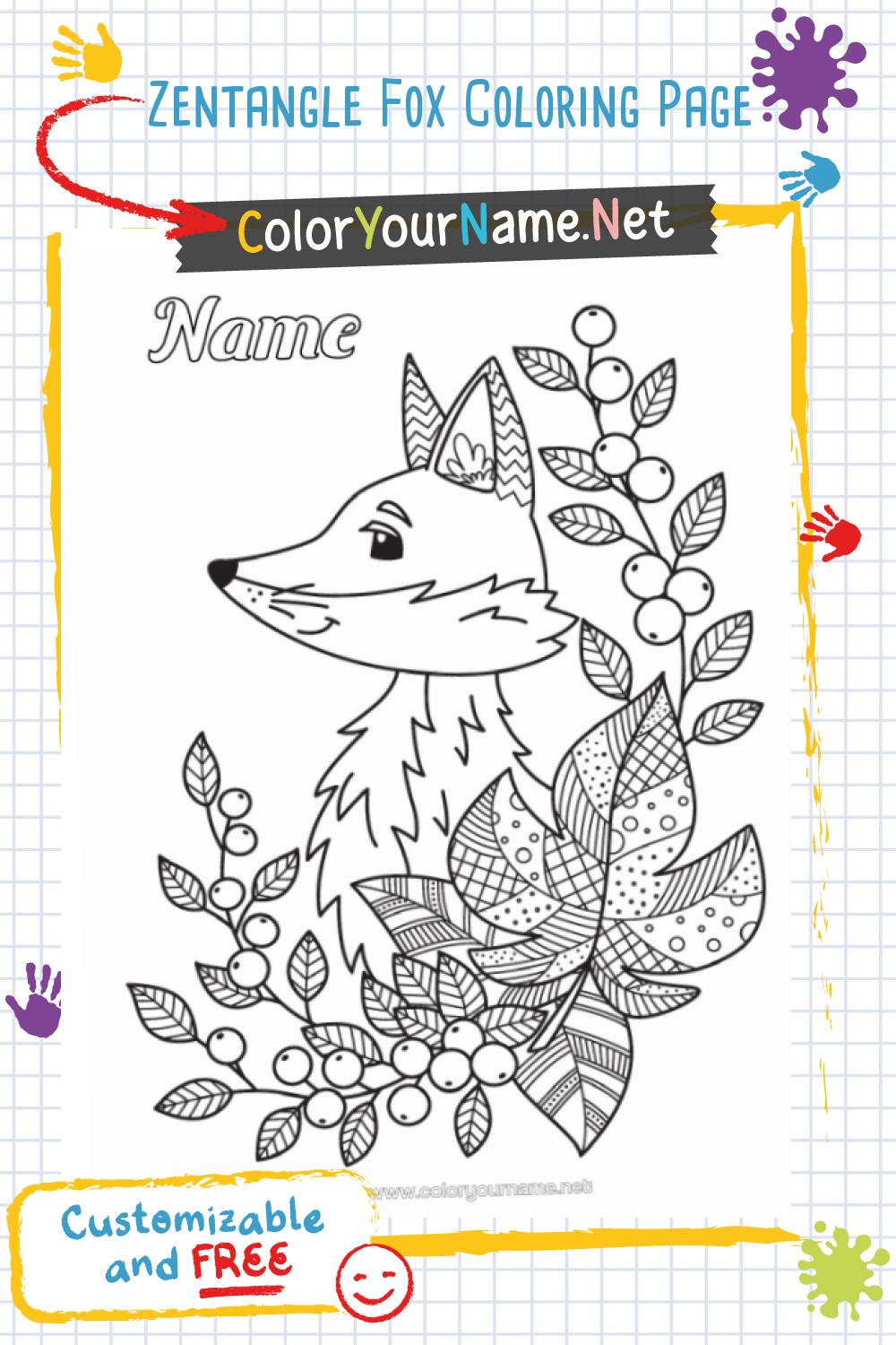Zentangle Fox Coloring Page
