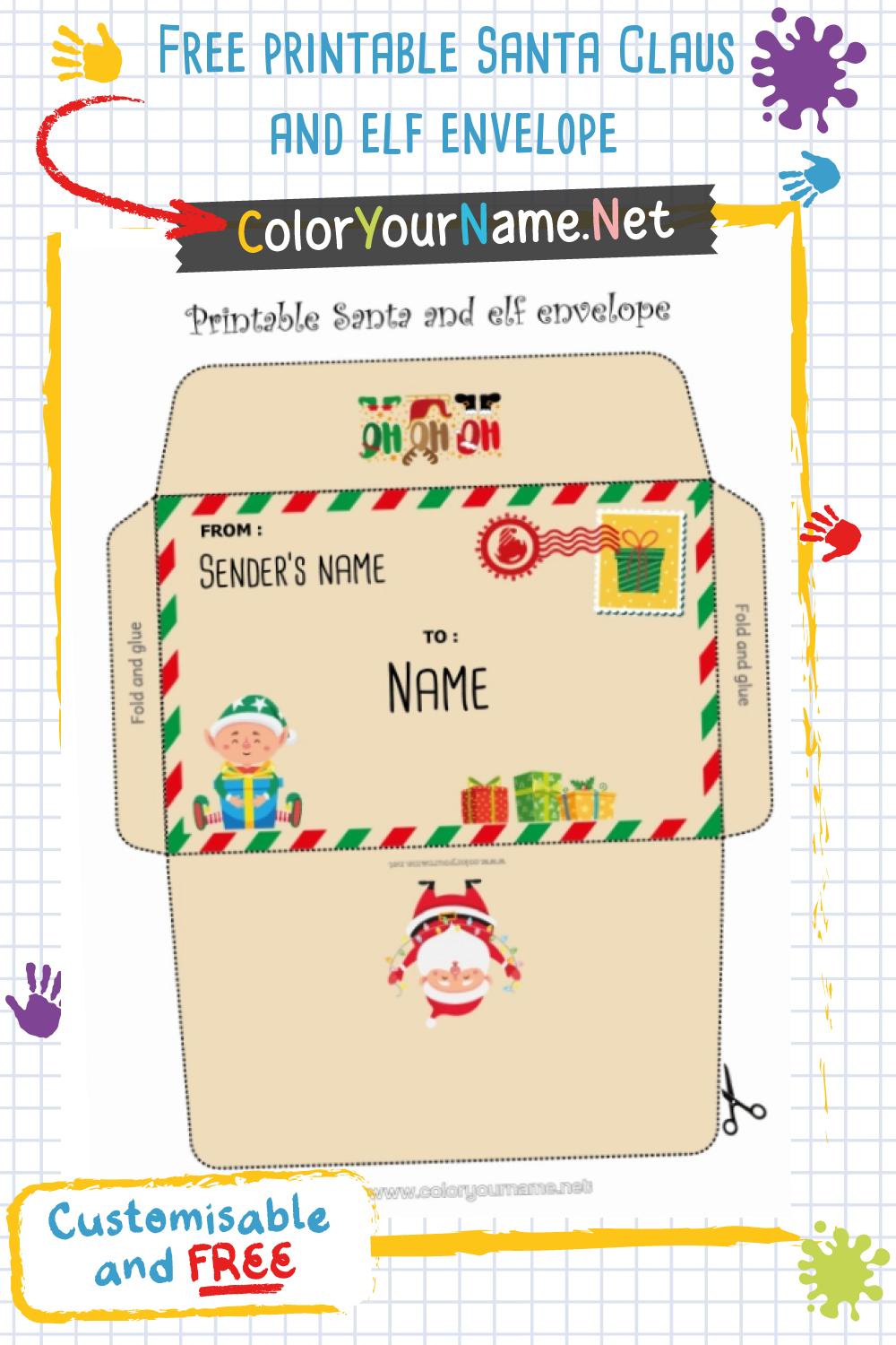 Free printable Santa Claus and elf envelope