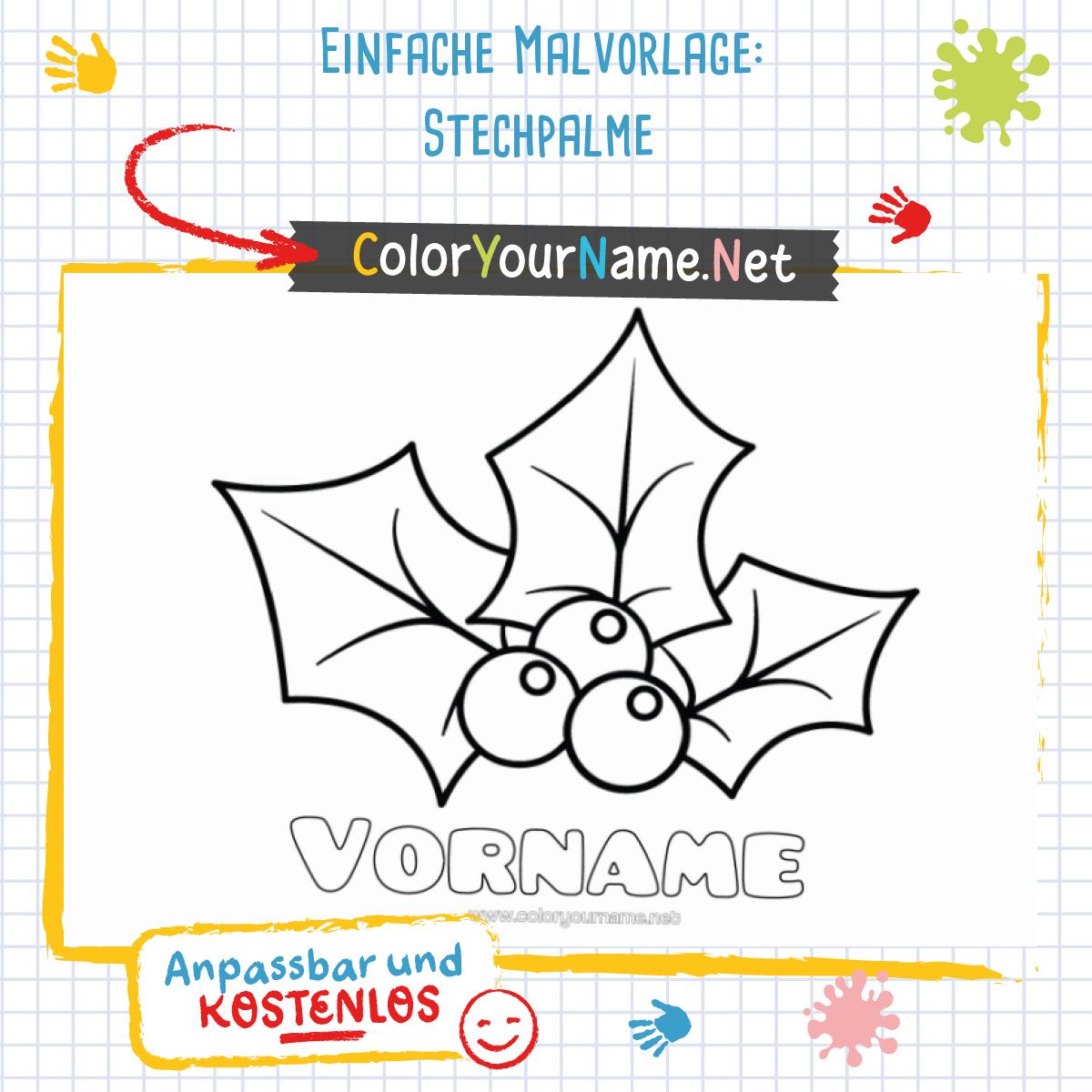 Einfache Malvorlage: Stechpalme