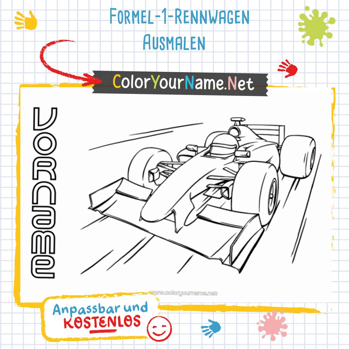 Formel-1-Rennwagen Ausmalen