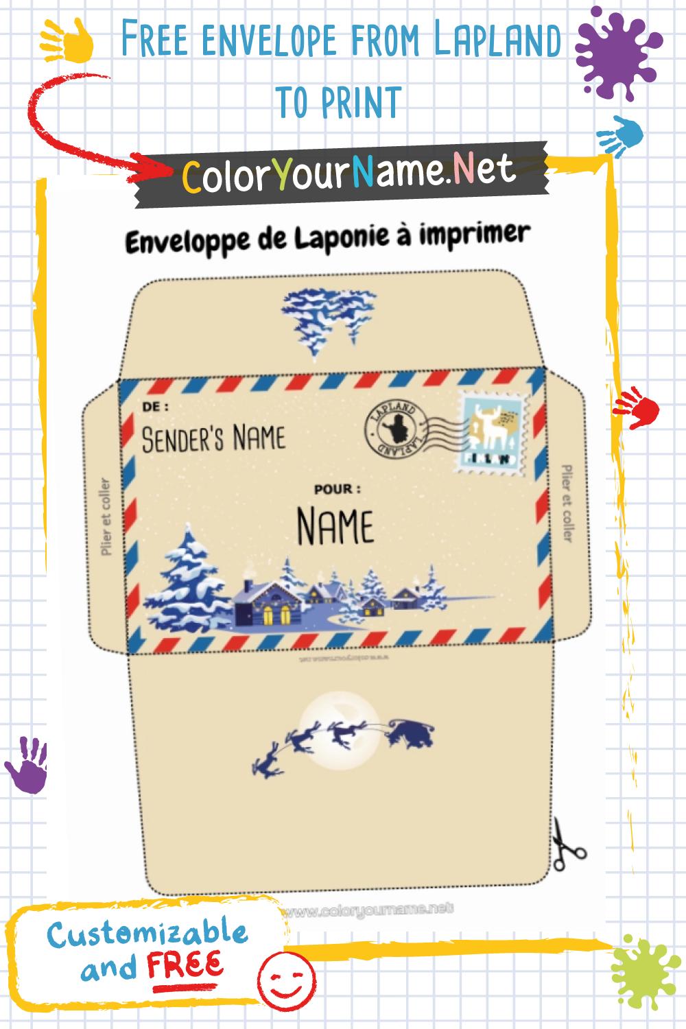 Free envelope from Lapland to print