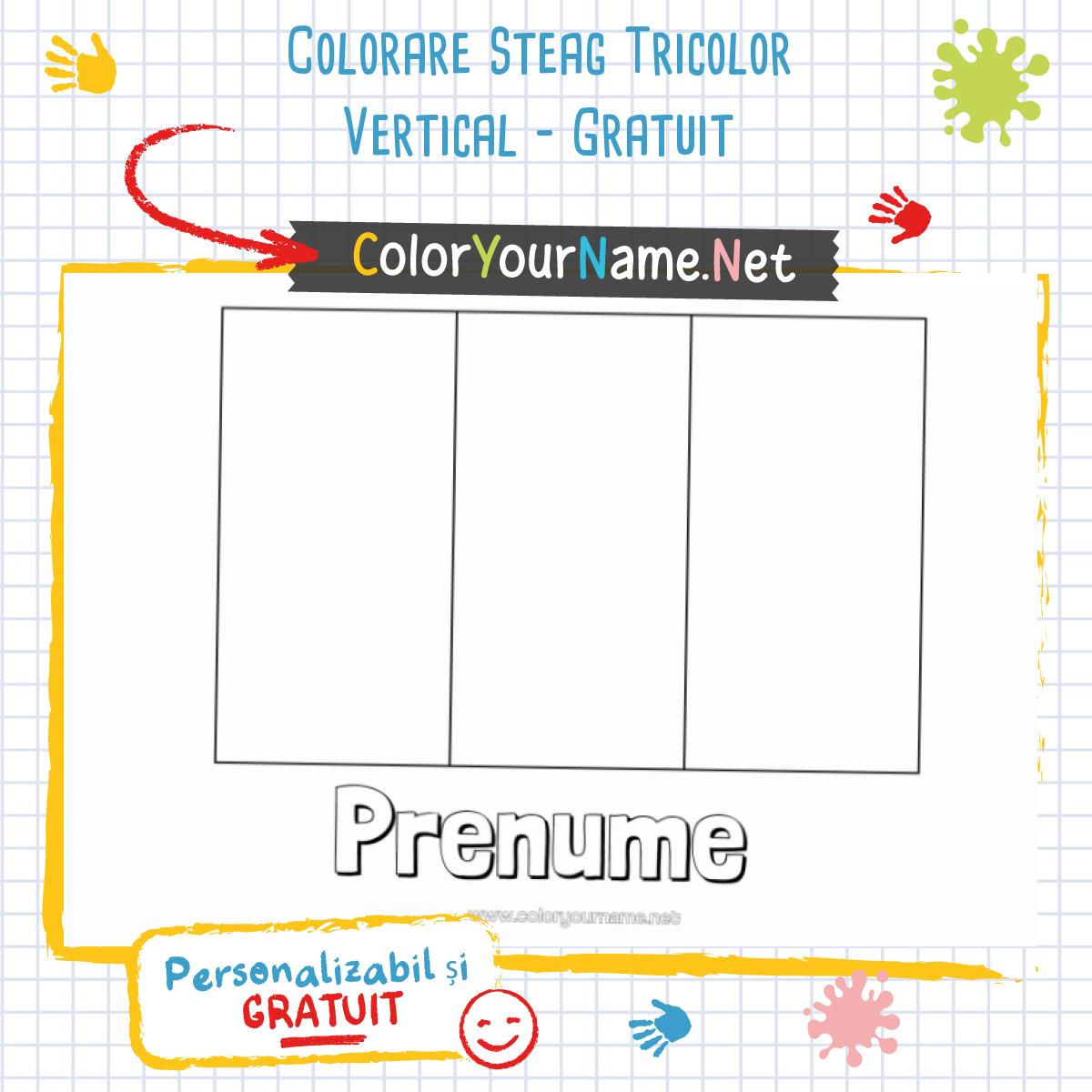 Colorare Steag Tricolor Vertical - Gratuit