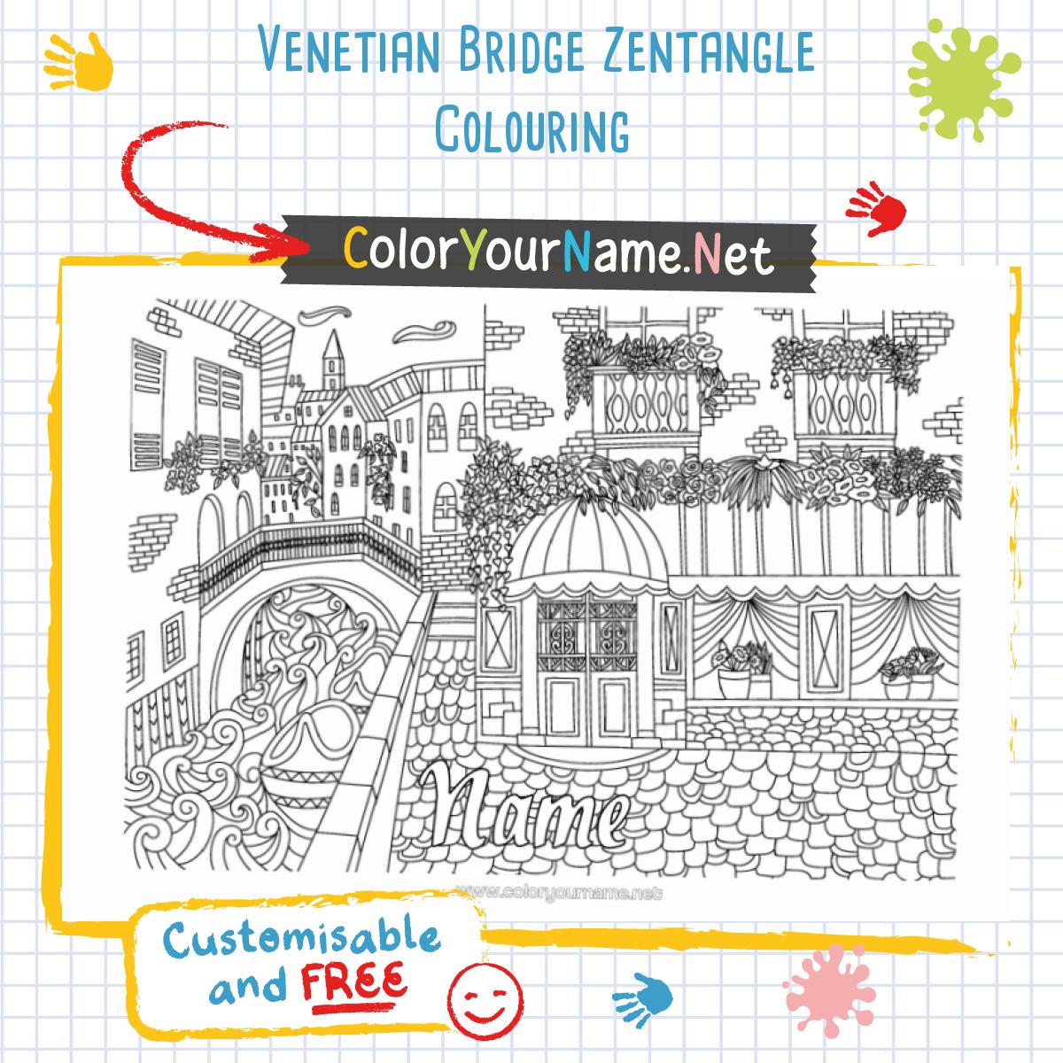 Venetian Bridge Zentangle Colouring