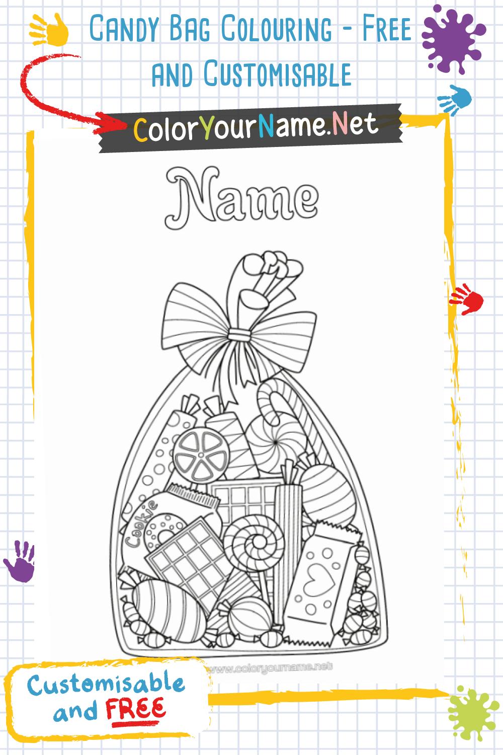Candy Bag Colouring - Free and Customisable