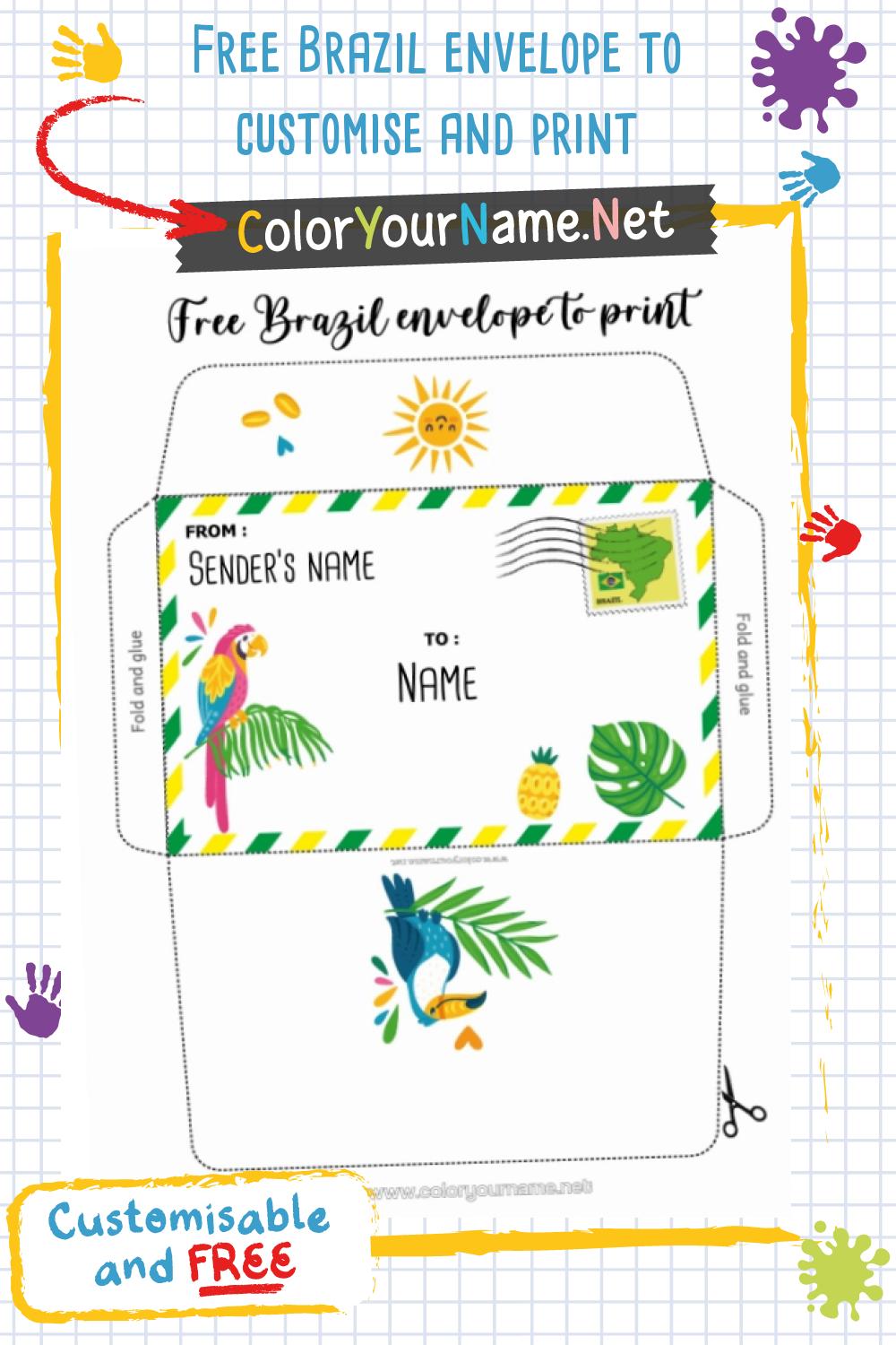Free Brazil envelope to customise and print