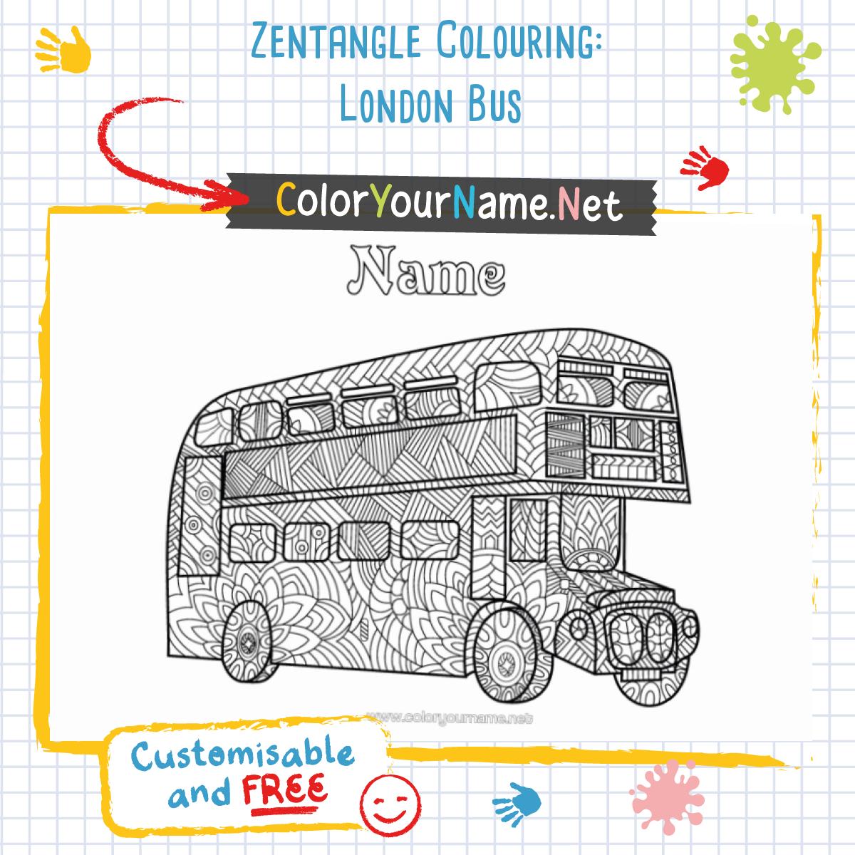 Zentangle Colouring: London Bus