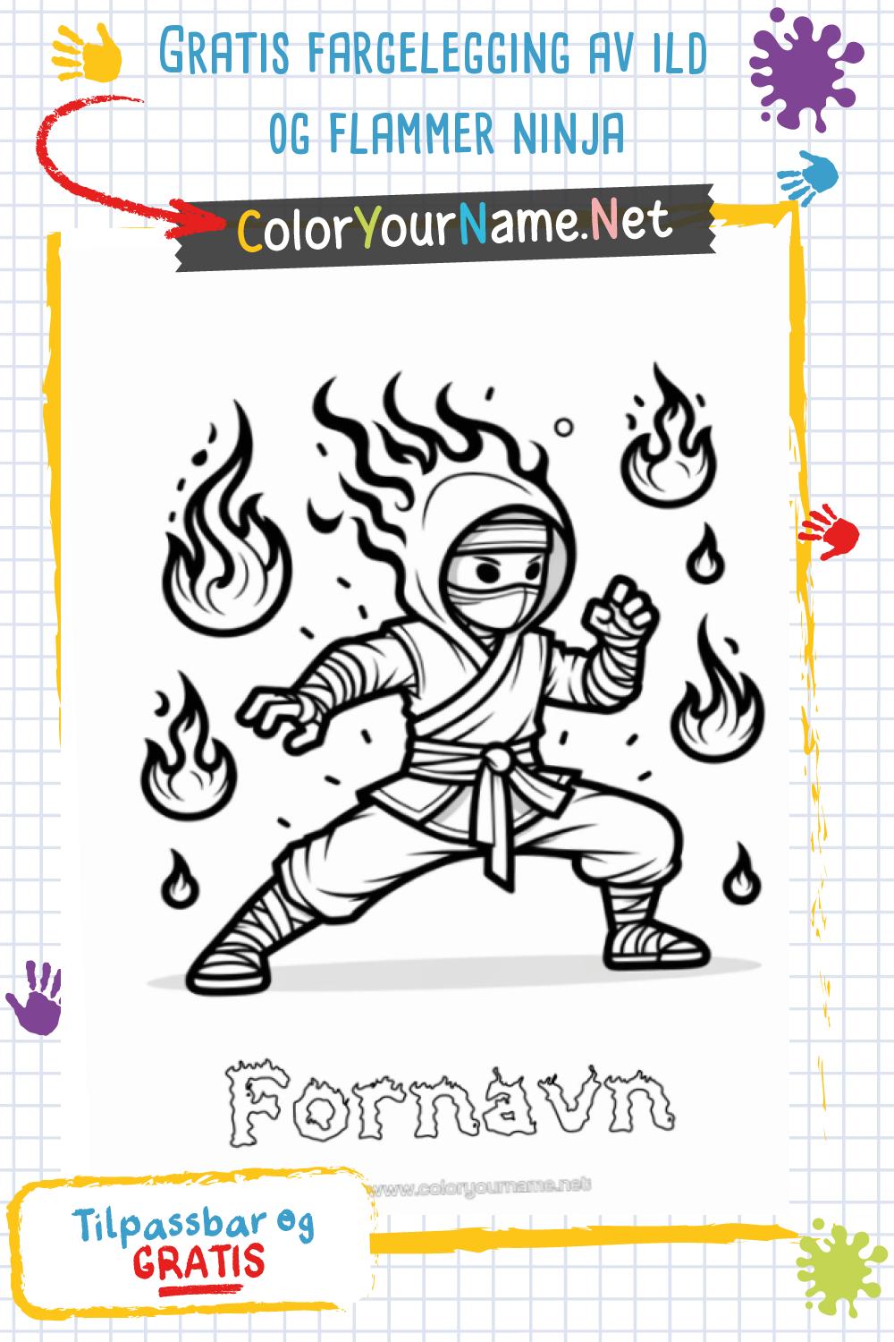 Gratis fargelegging av ild og flammer ninja