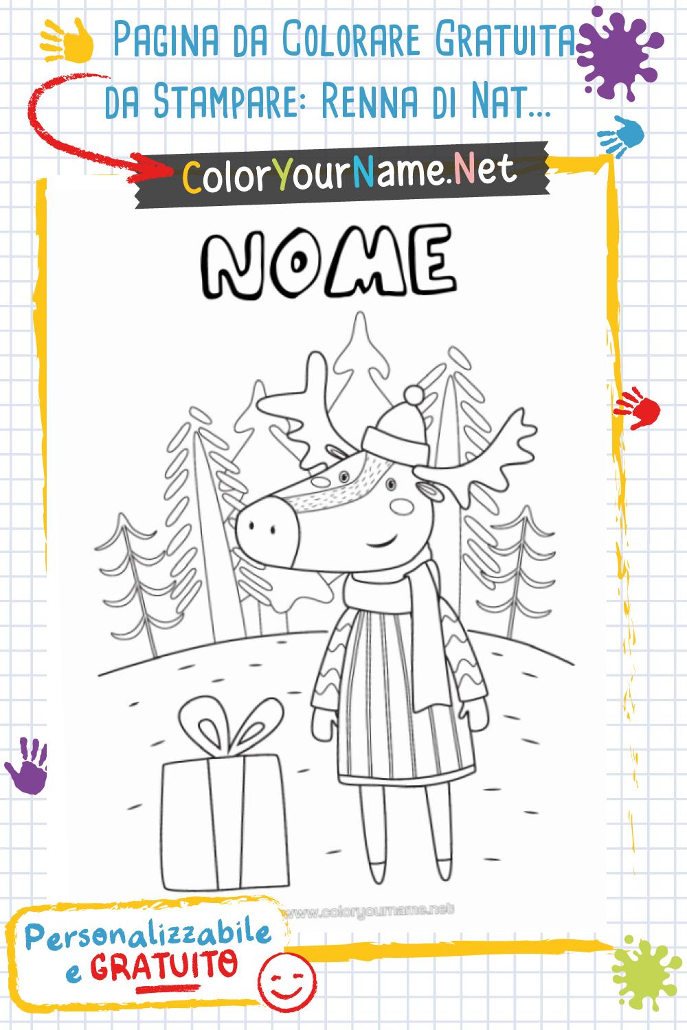 Pagina da Colorare Gratuita da Stampare: Renna di Natale nella Foresta