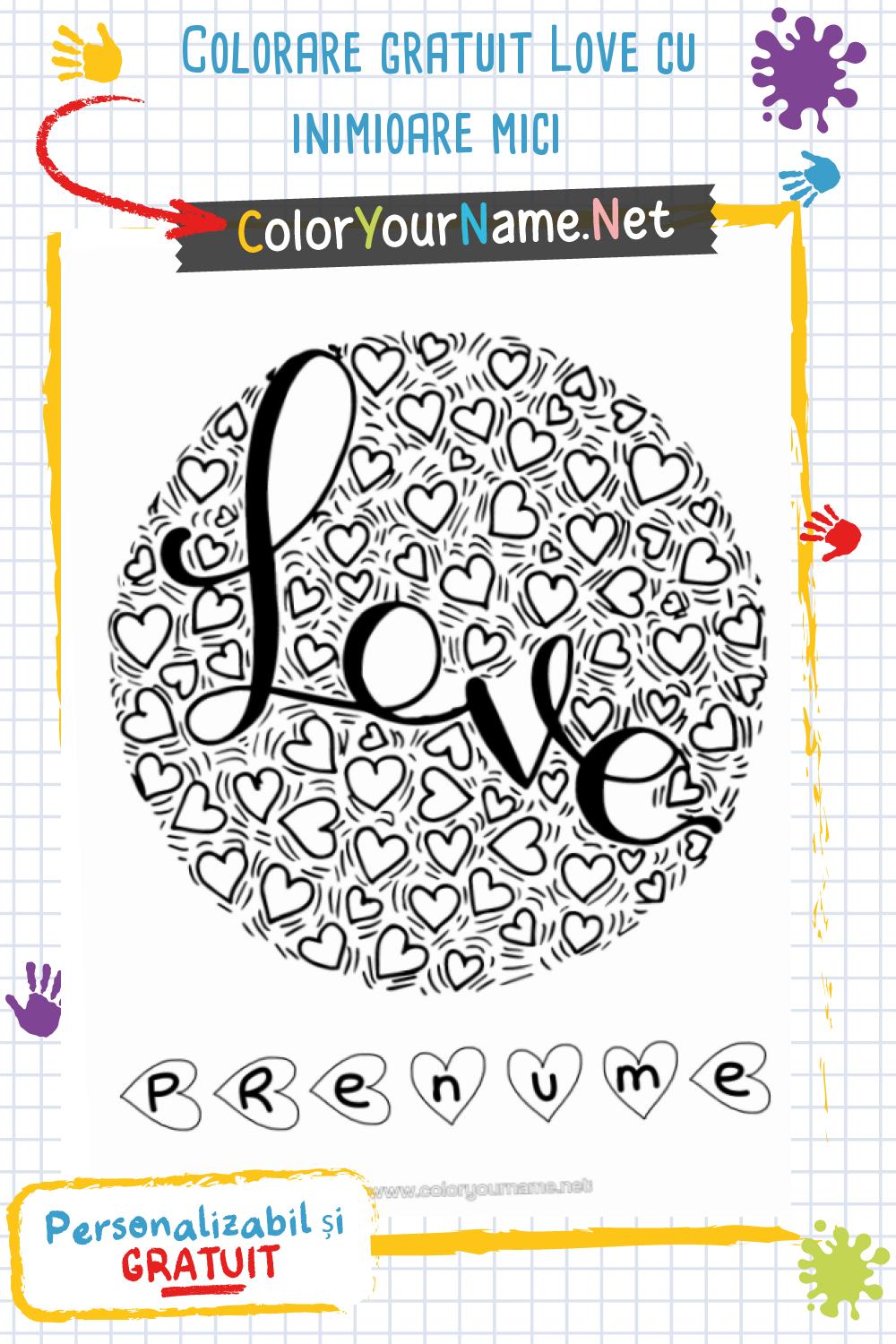 Colorare gratuit Love cu inimioare mici