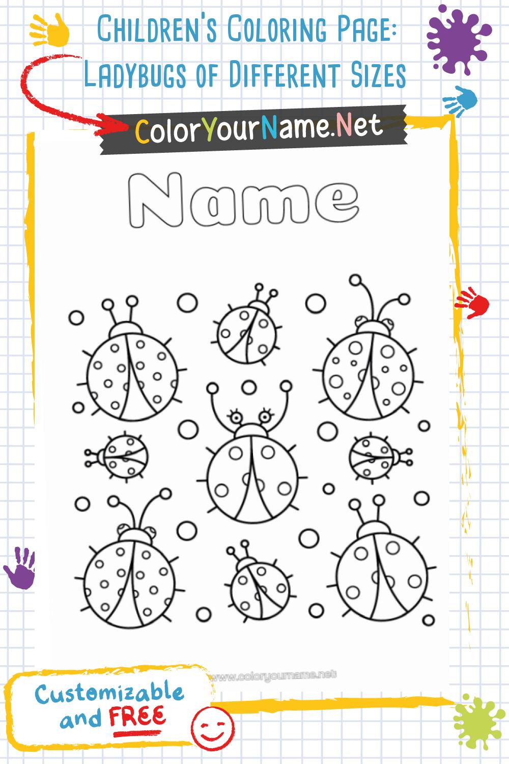Children's Coloring Page: Ladybugs of Different Sizes