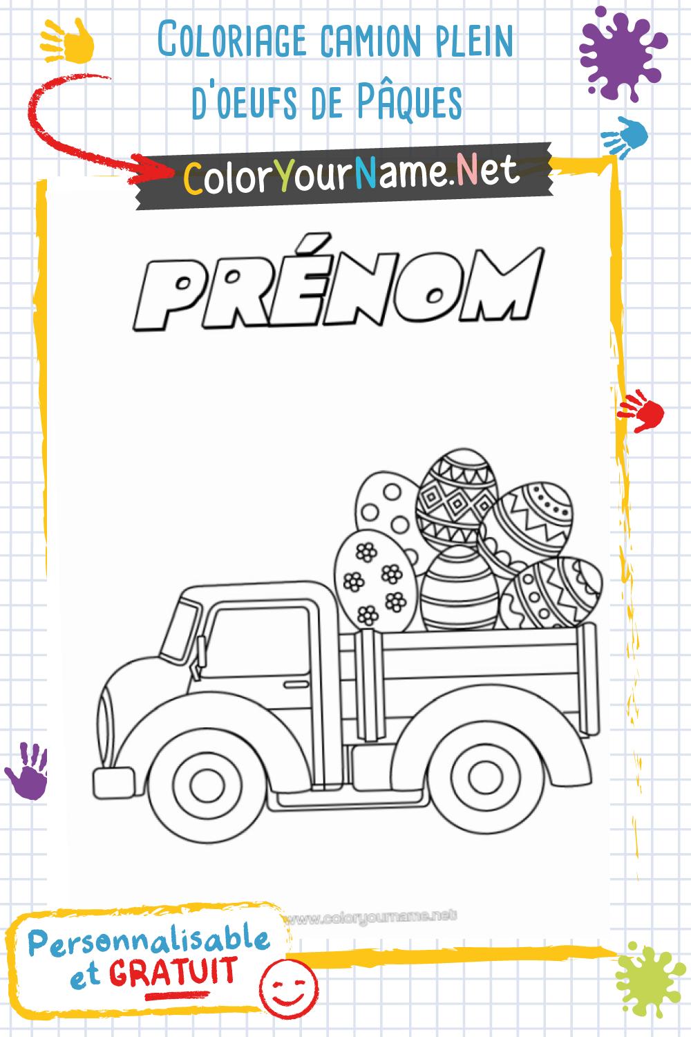 Grand œuf De Pâques En Céramique – Camion Fermier Bleu, Style Campagne (16 Pouces)