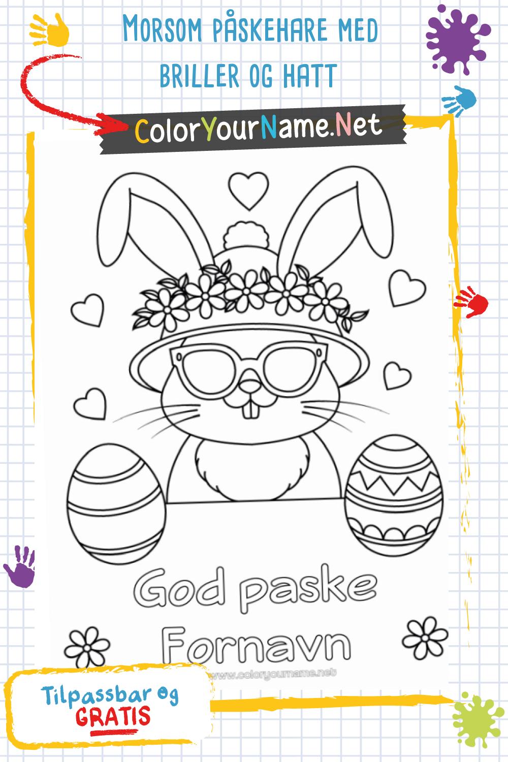 Morsom påskehare med briller og hatt