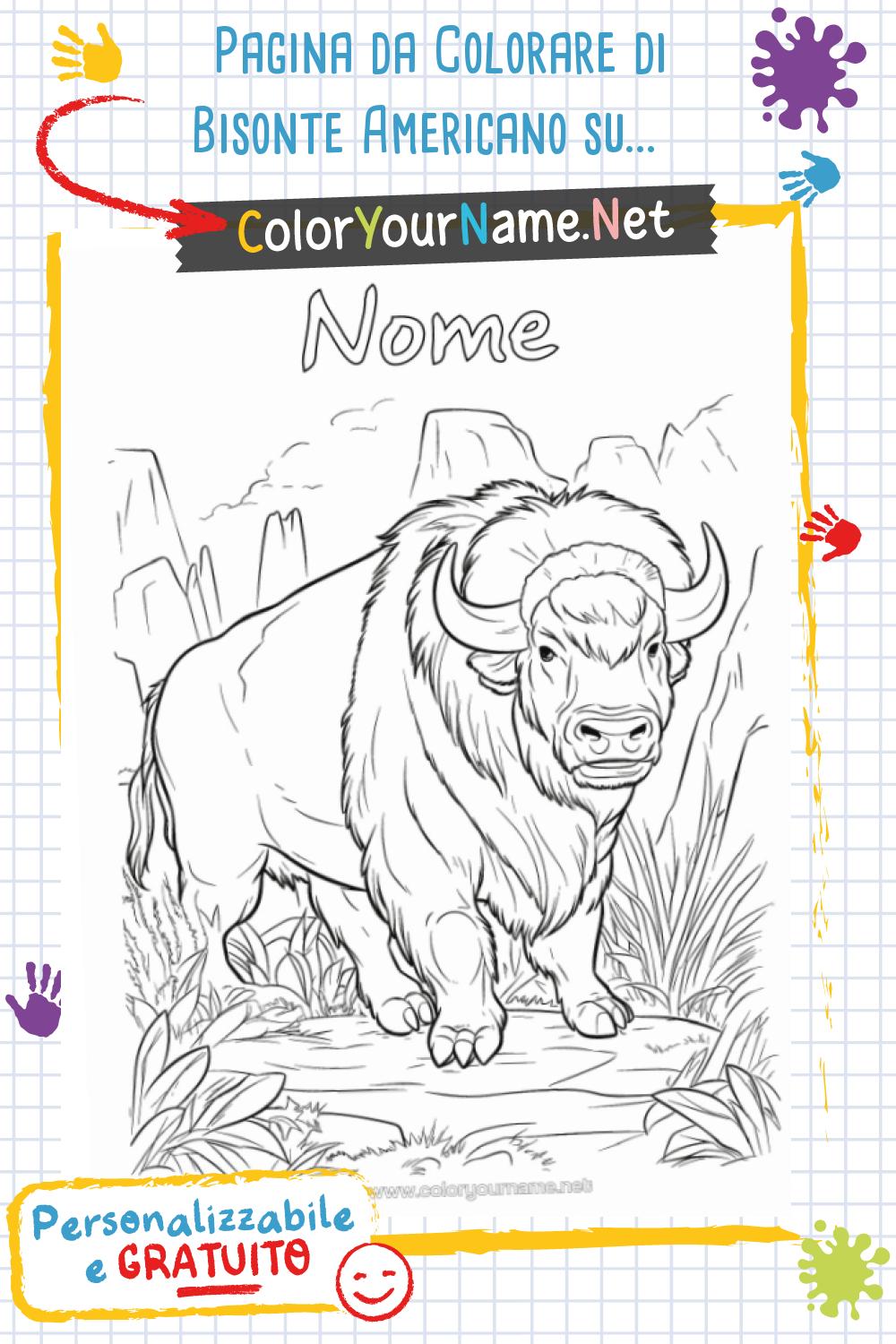 Pagina da Colorare di Bisonte Americano sulle Pianure