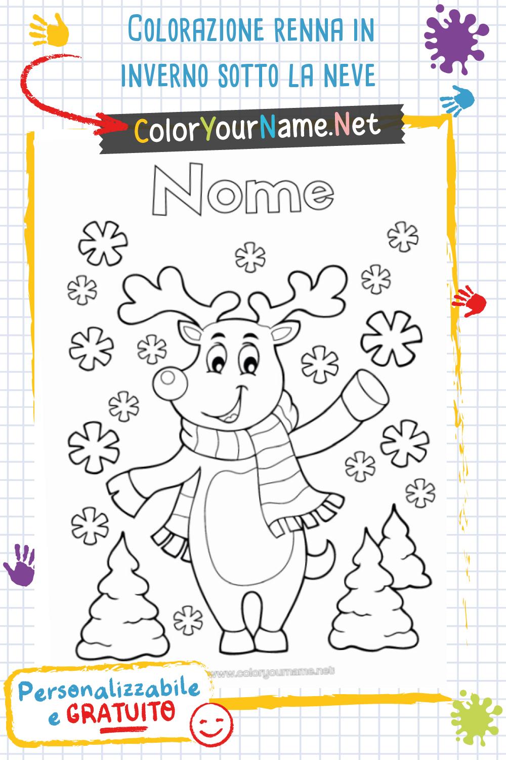 Colorazione renna in inverno sotto la neve