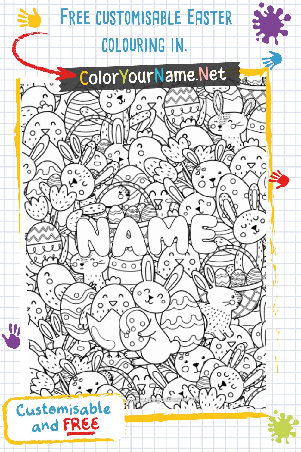 Free customisable Easter colouring in.
