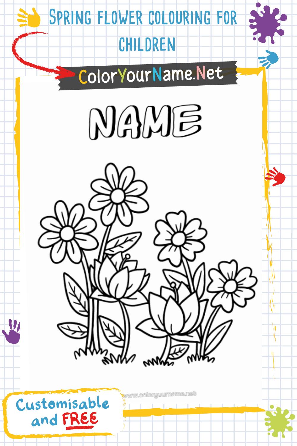 Spring flower colouring for children