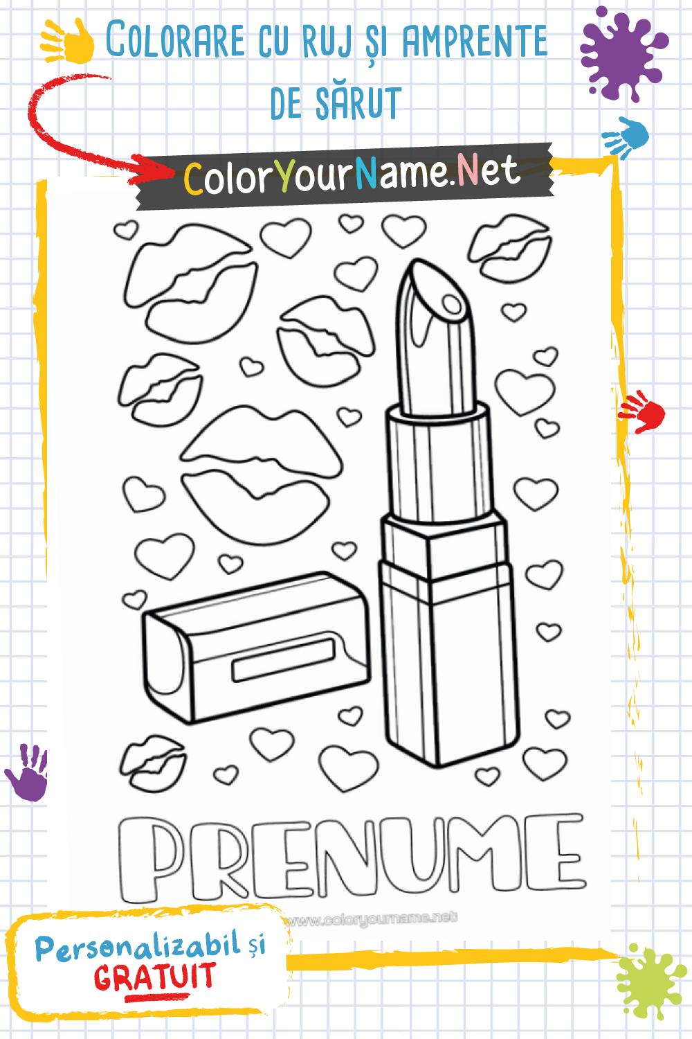 Colorare cu ruj și amprente de sărut