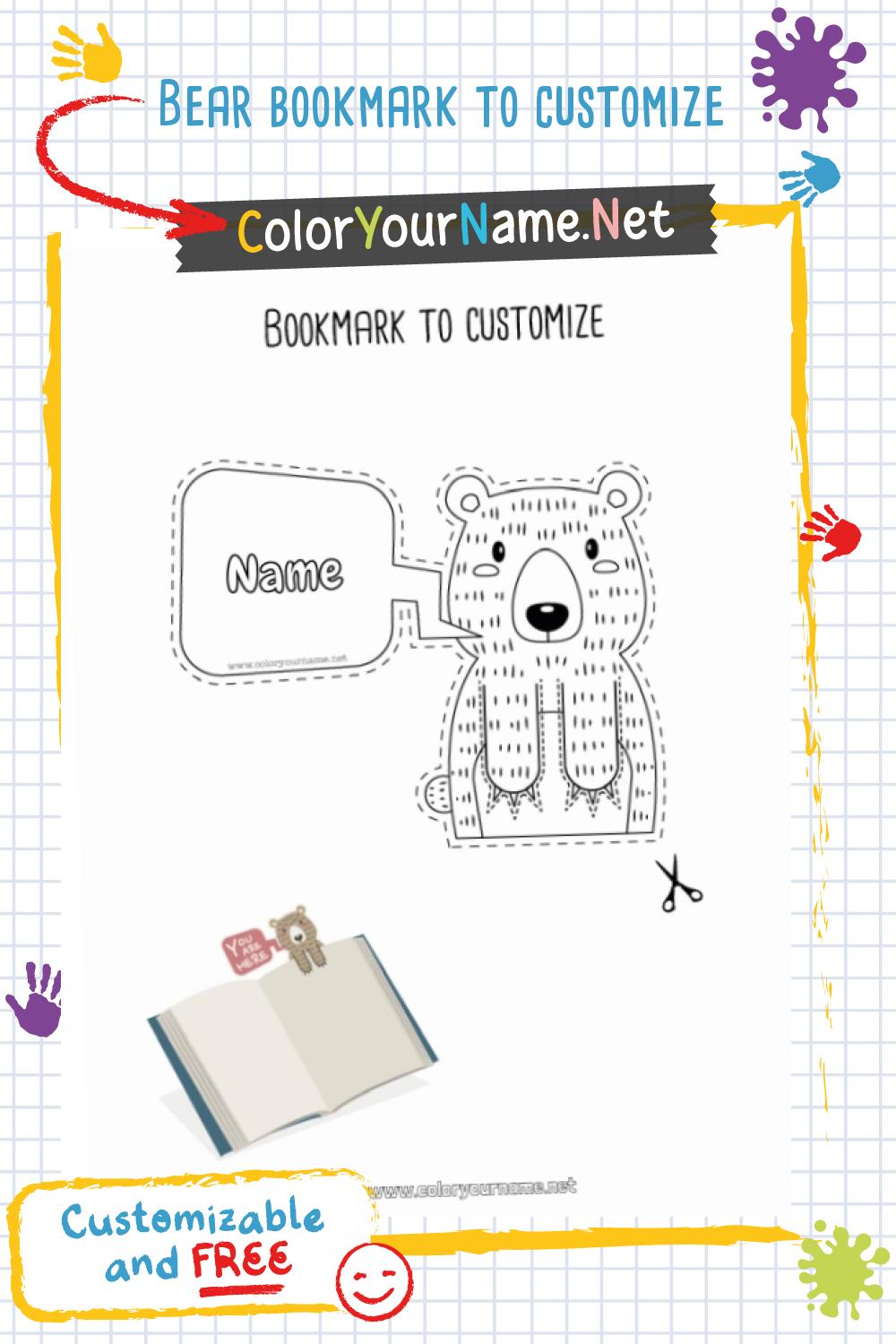 Bear bookmark to customize