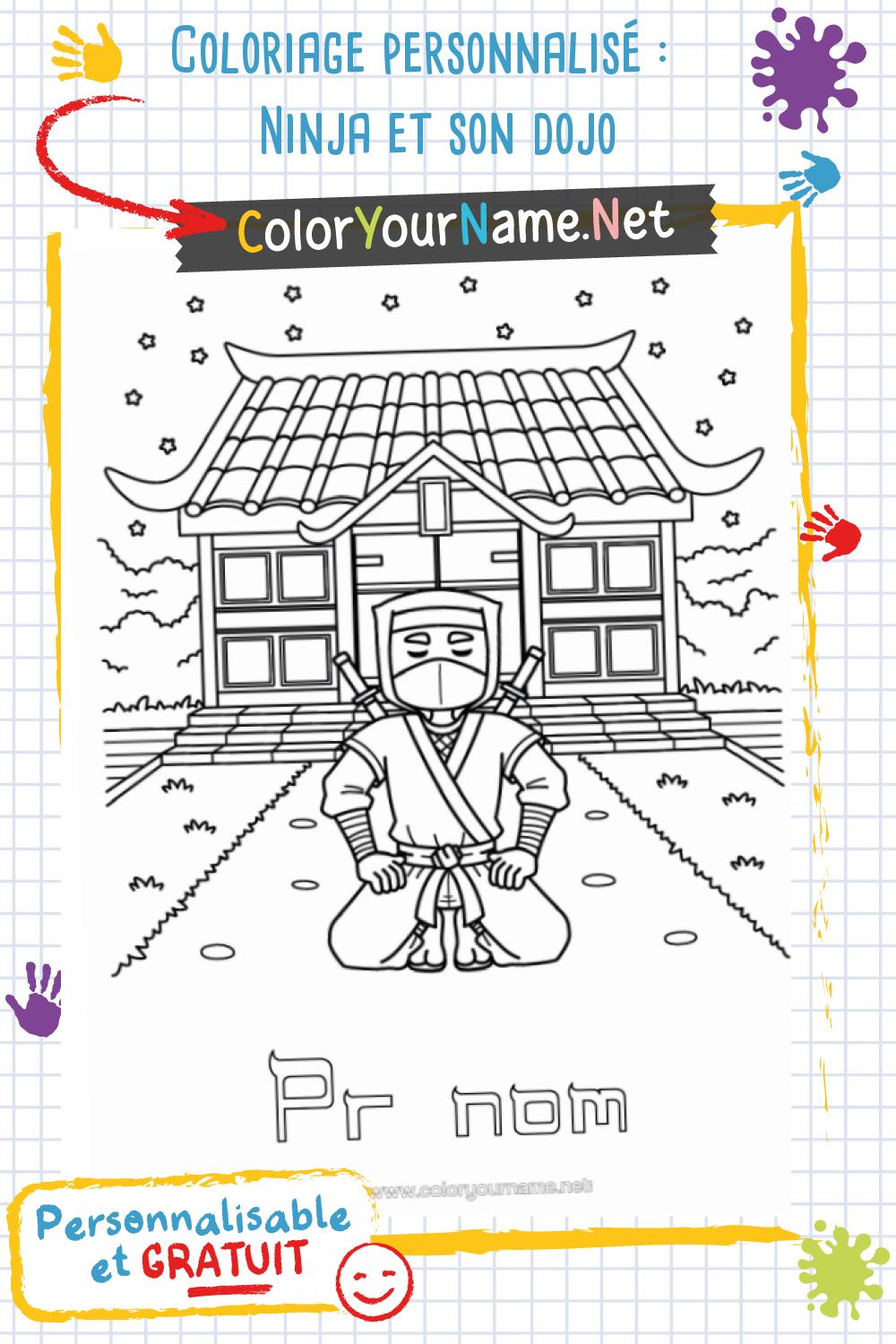 Coloriage personnalisé : Ninja et son dojo